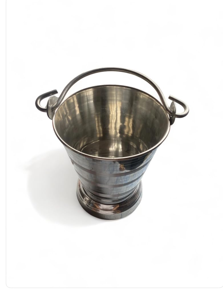 Premium 2L Stainless Steel Mini Bucket for Serving Dal, Vegetables & Pooja - Heavy Gauge Serving Dish for Home, Restaurant, Bar & Catering Use - Ideal for Indian Cuisine, Party Serving & Religious Ceremonies