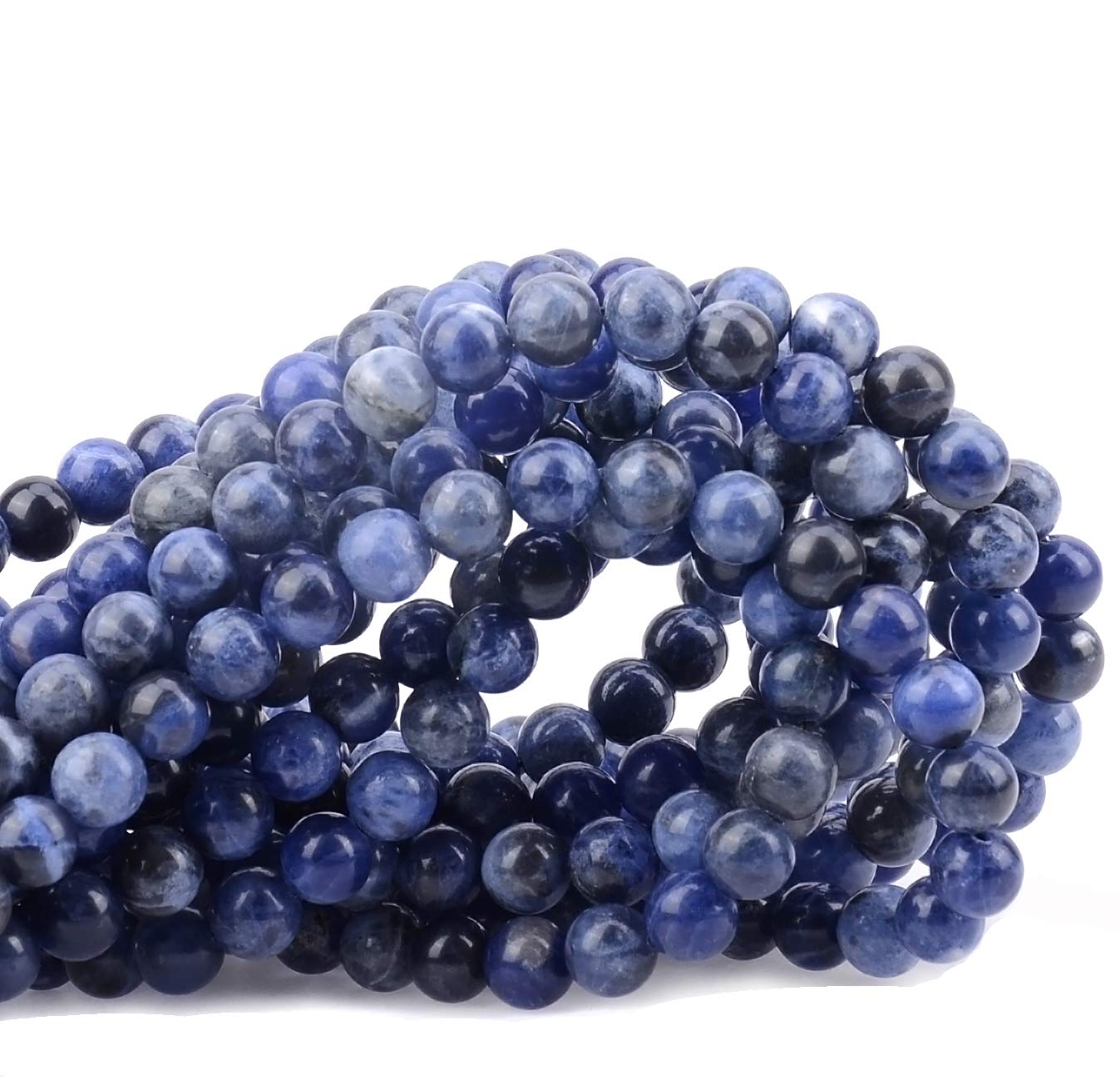 100Pcs Natural Blue Sodalite Crystal Beads - 6MM Round Gemstone Loose Beads for Jewelry Making, Energy Healing & Chakra Balancing - Includes Free Stretch Cord (DIY Bracelets, Necklaces, Meditation Accessories)