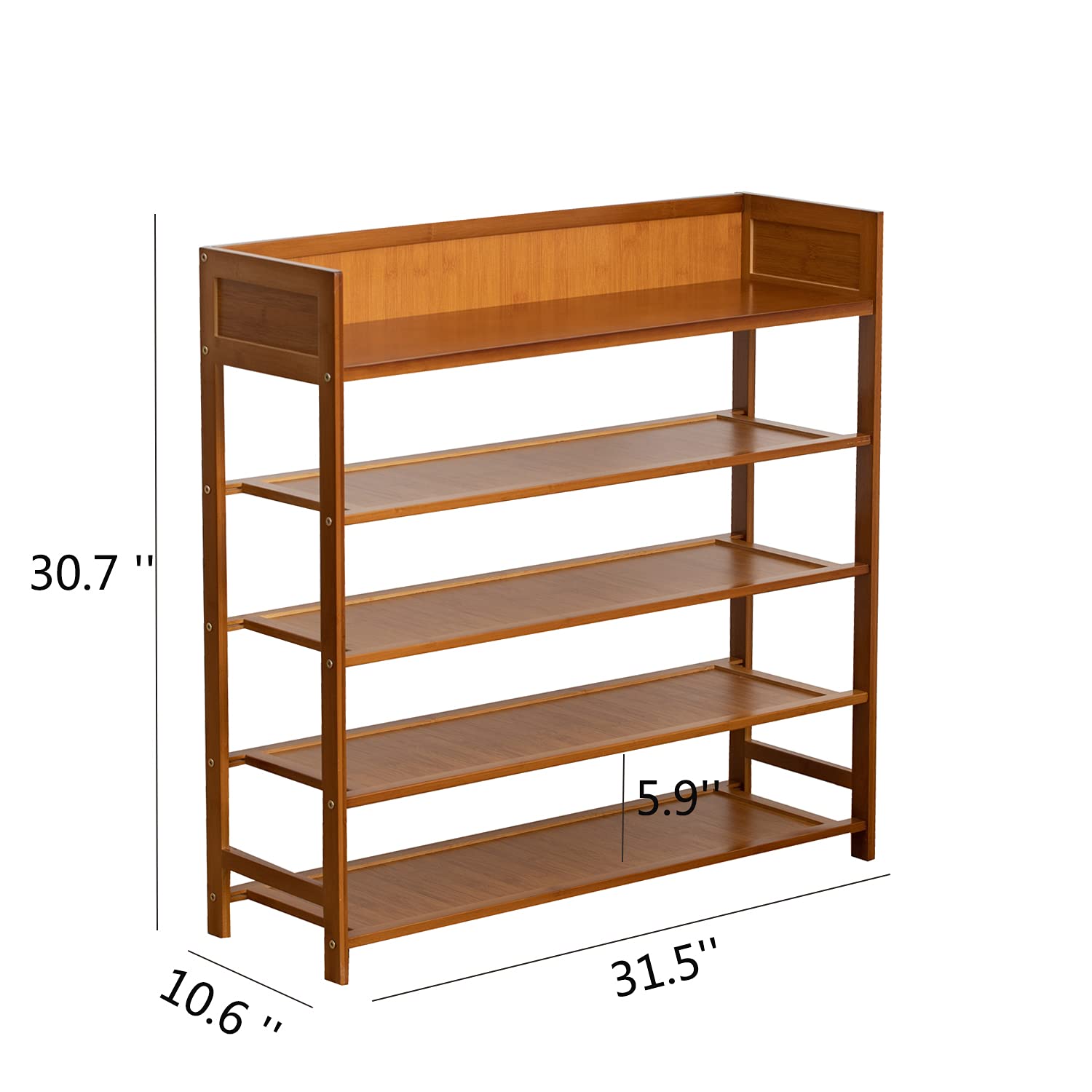 5-Tier Bamboo Shoe Rack Organizer - Sturdy Shoe Shelf Storage for Entryway, Hallway & Closet - Space-Saving Brown Shoe Organizer (31.5 Inches) - Perfect for Small Spaces & Apartment Living