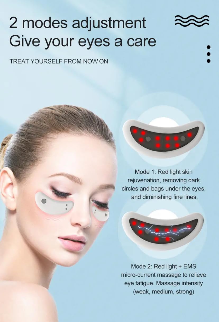 Red Light Therapy Eye Patches for Dark Circles & Puffiness - Anti-Aging Eye Treatment for Wrinkles & Eye Bags - Soothing Inflammation Relief for Tired Eyes - Perfect for Home Spa & Skincare Routine (White)