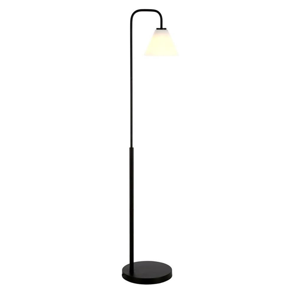 Henderson Arc Floor Lamp with Glass Shade - Blackened Bronze & White Milk Finish - Modern Living Room Lighting for Bedroom, Office & Reading Nook