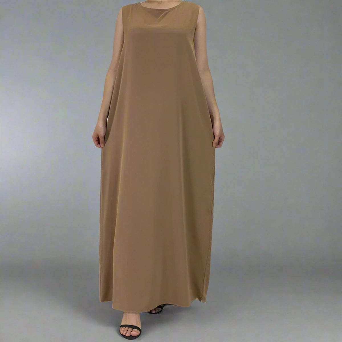 12 Color Options Muslim Women Nida Underdress Sleeveless Inner Slip Under Dress - Modest Layering for Daily Wear & Special Occasions