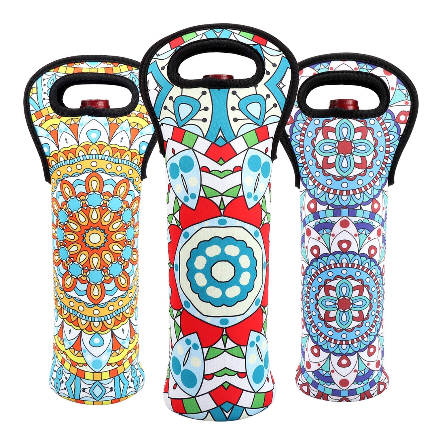 Insulated Neoprene Wine Tote Bag - Single Bottle Wine Carrier with Built-in Holder for Travel, Picnics & Outdoor Events