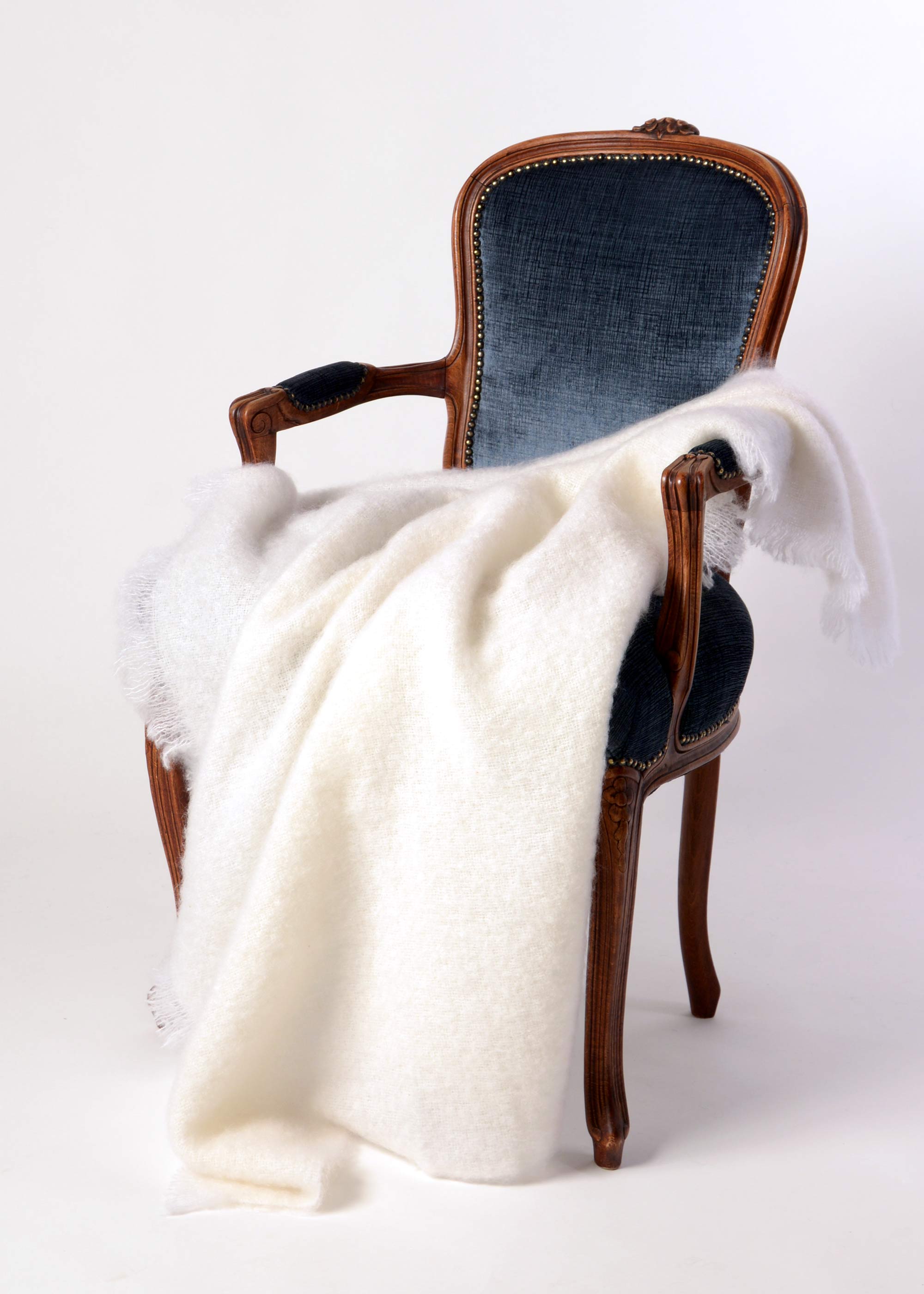 Dove White Mohair Chair Throw - Soft & Luxurious Knit Blanket for Sofa, Bed, and Living Room - Cozy Home Decor & Perfect Gift for Winter
