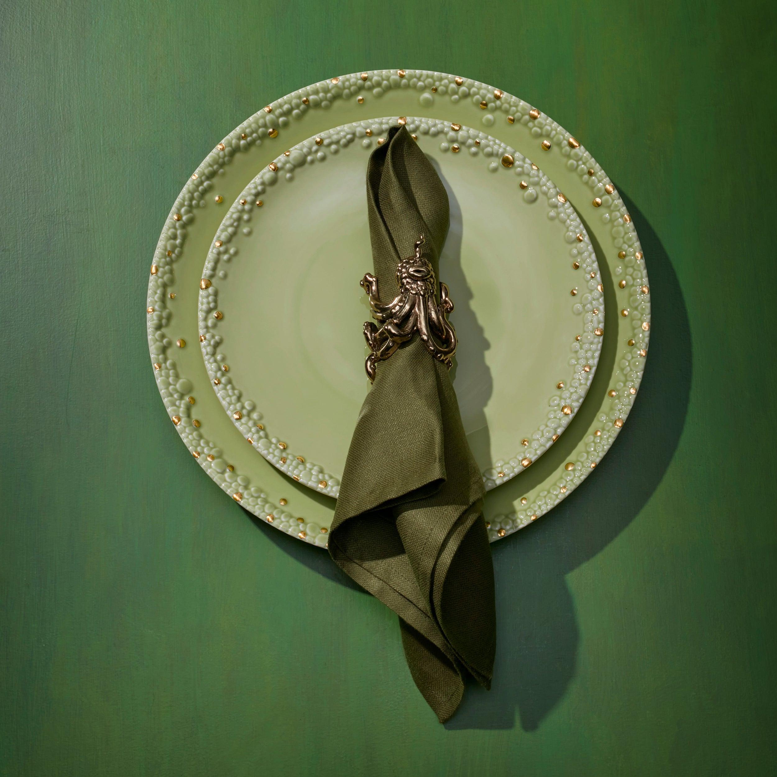 Premium Linen Sateen Napkins Set of 4 - Soft Olive Green Table Linens for Fine Dining, Dinner Parties & Elegant Home Decor
