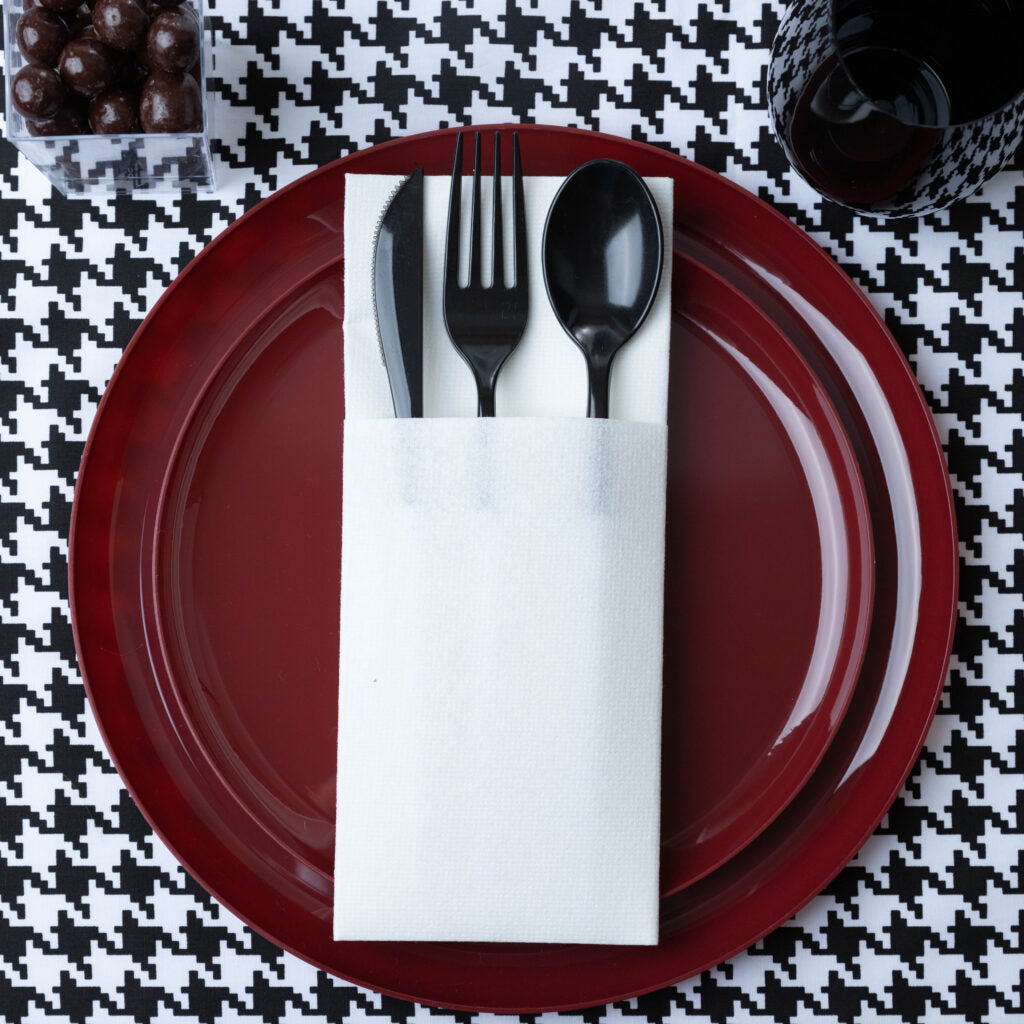 20-Pack Premium Cranberry Round Plastic Dinnerware Set for 10 Guests - Elegant Party Plates, Bowls & Cups - Perfect for Weddings, Holidays & Formal Gatherings