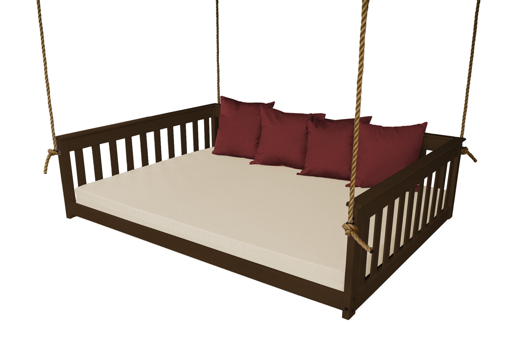 VersaLoft Mission Style Hanging Daybed with Rope - Indoor/Outdoor Boho Chic Swing Bed for Porch, Patio, Garden & Backyard Relaxation