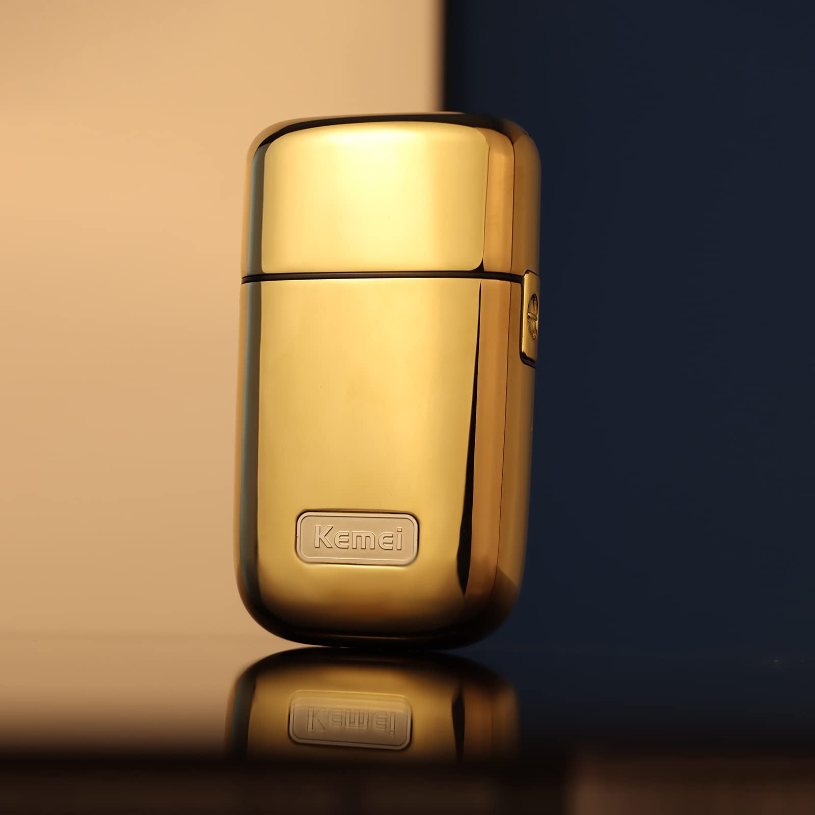 KEMEI Professional Cordless Electric Razor for Men - Titanium All Metal Beard Trimmer, USB Rechargeable with Lithium Battery, Golden (TX1 Gold) - Perfect for Travel, Home & Office Grooming