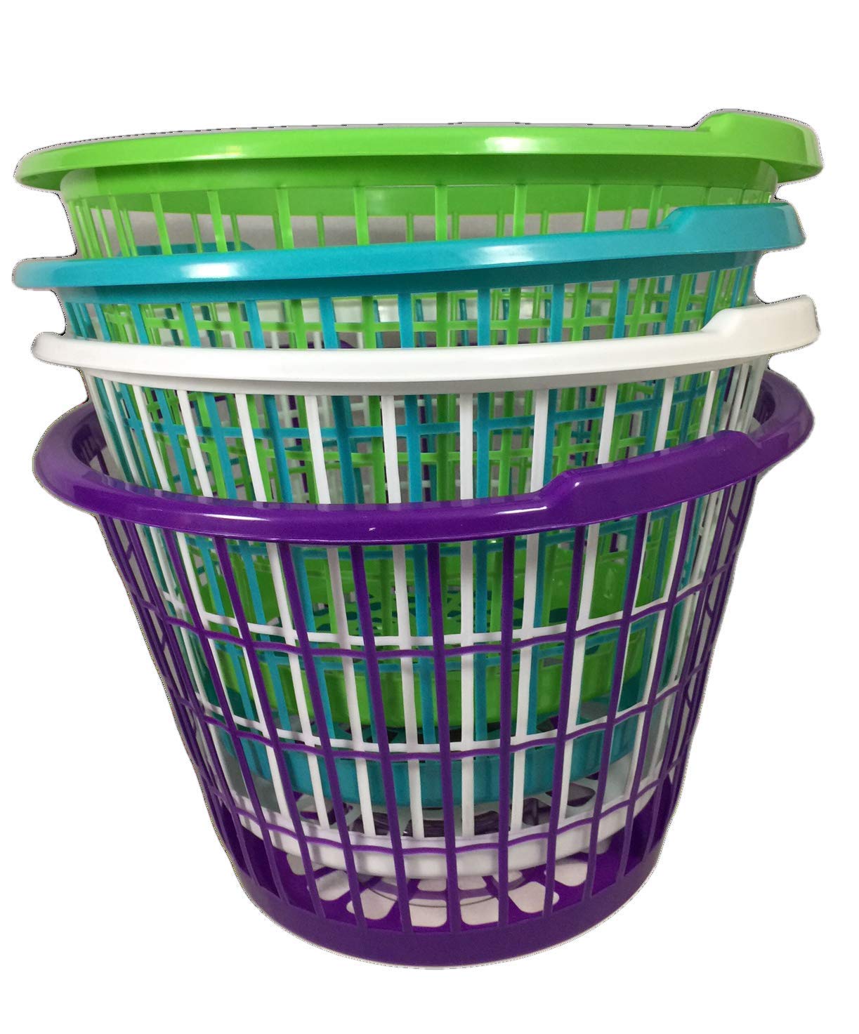 4-Pack Colorful Plastic Laundry Baskets (1 Bushel) for Home & Dorm