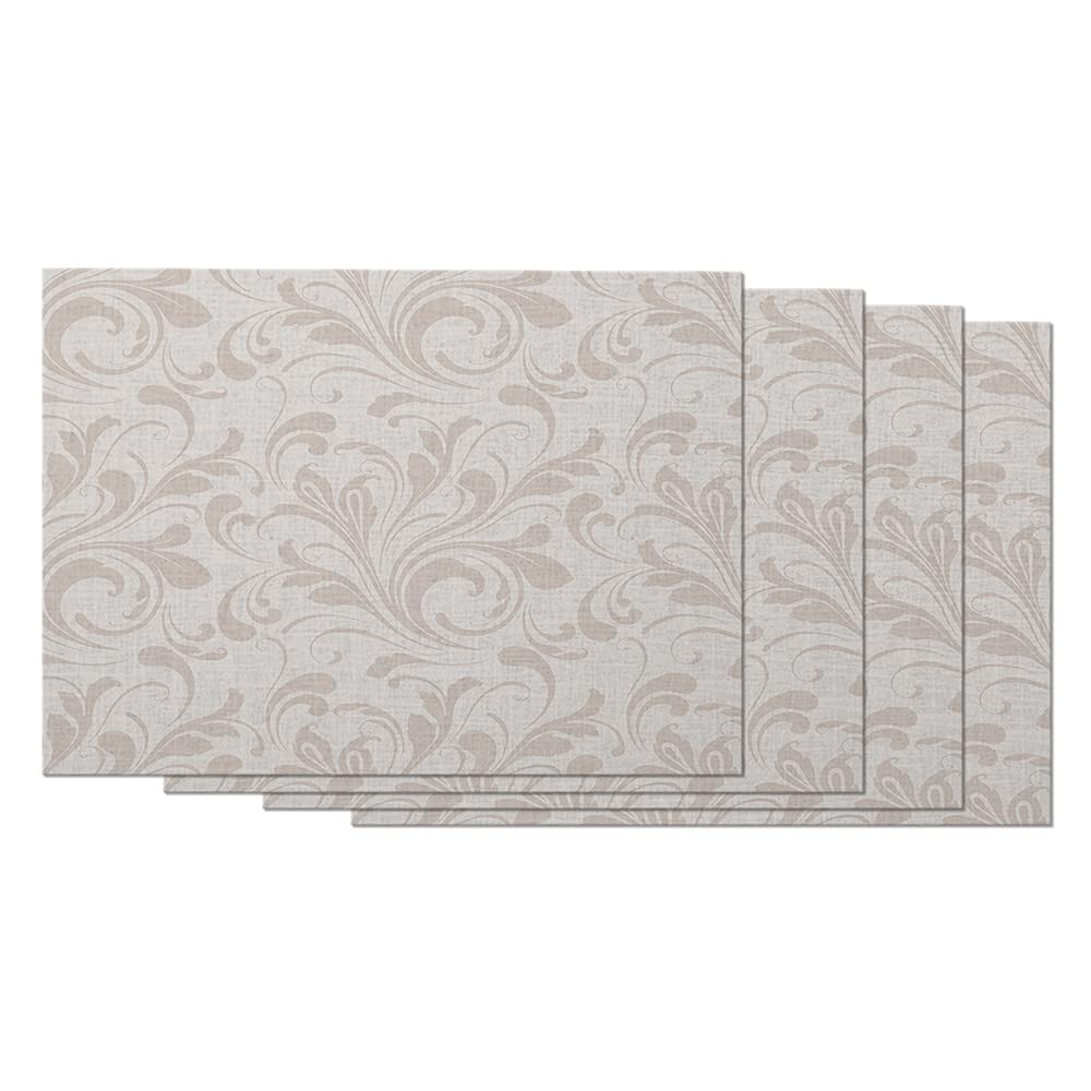 AOYEGO 4-Piece Floral Placemats Set - 12x18 Inch Cotton Linen Table Mats with Elegant Rustic Flower Pattern for Dining Table, Kitchen, Party Decor - Home Decoration & Protection