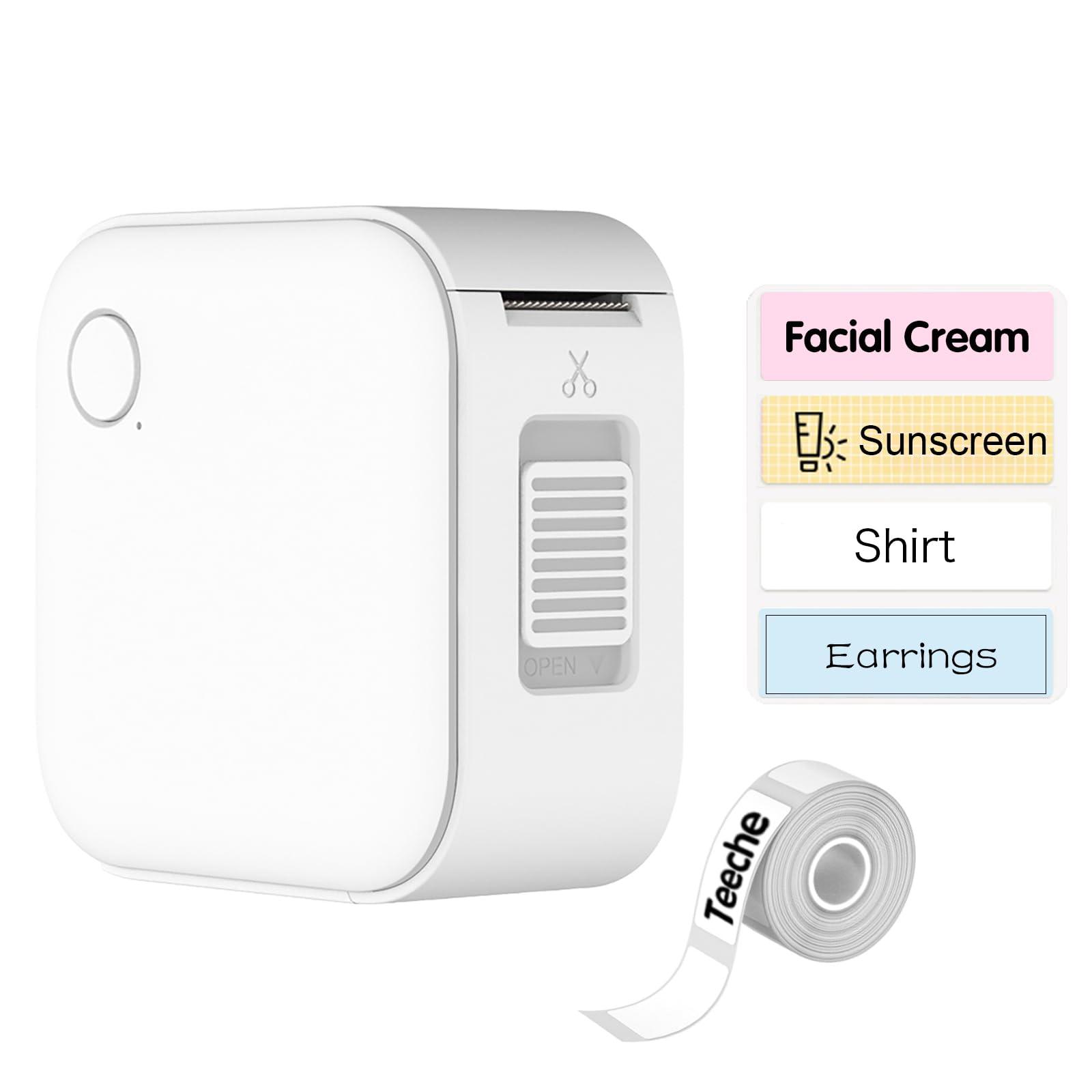 Portable Mini Label Maker Machine with Tape - 1000+ Templates, Smart App Control, Waterproof Labels for Home, Office, School & Kitchen Organization (White) | Perfect for Organizing Storage Boxes, Files, Spice Jars & School Supplies