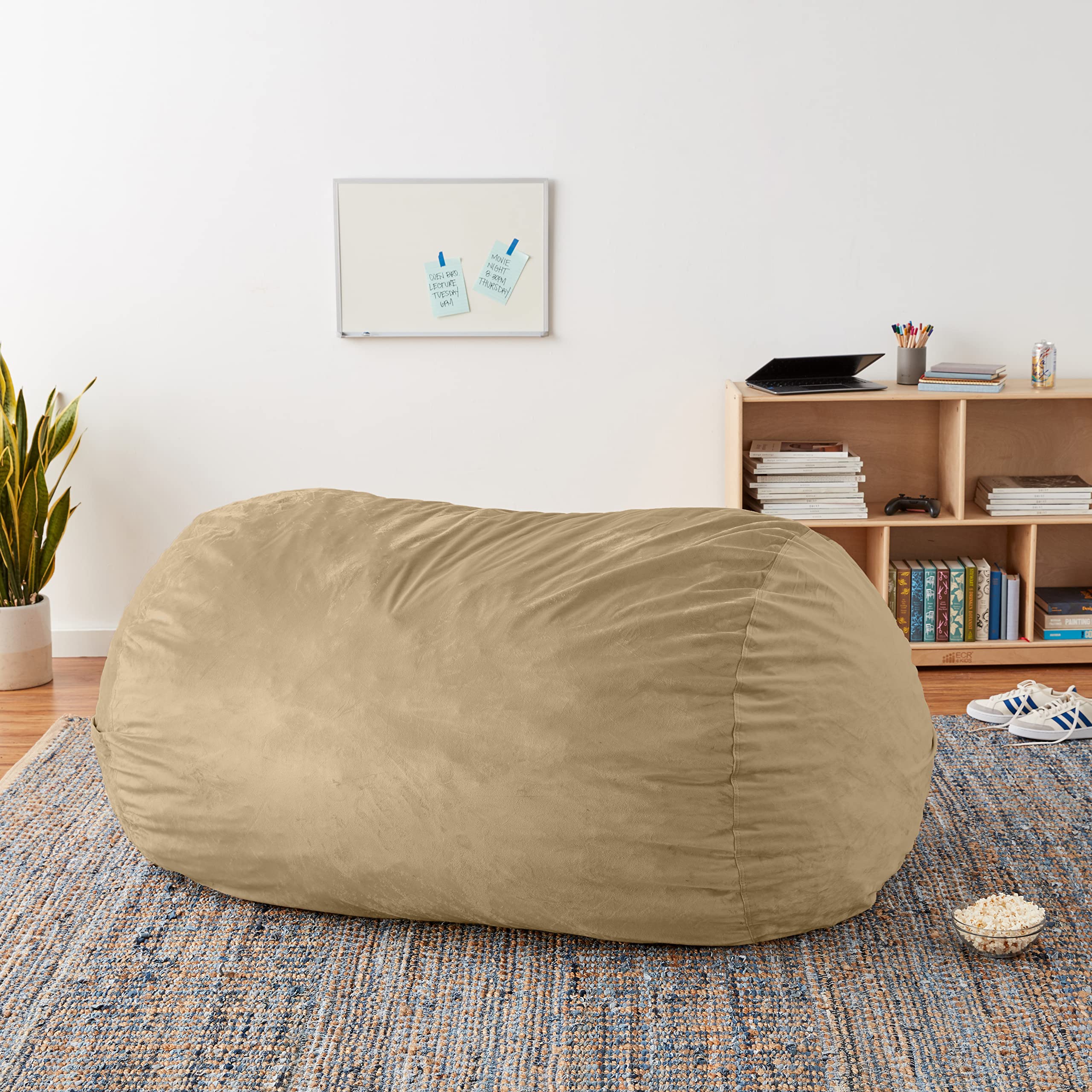 6-Foot Microsuede Bean Bag Chair Cover in Camel Color - Soft & Durable Chill Sack Replacement - Perfect for Living Room, Game Room, or Dorm Relaxation