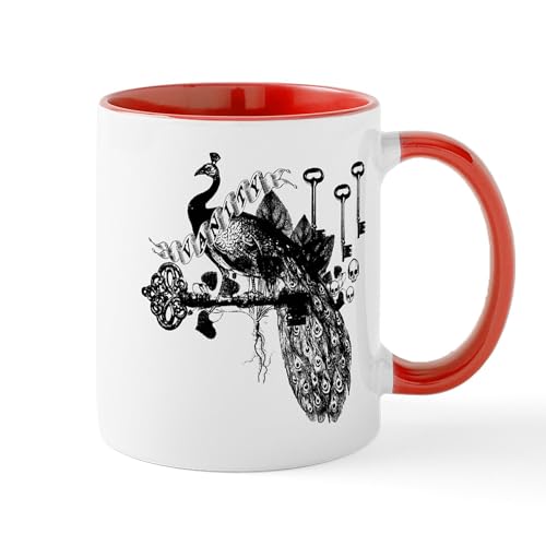 White/Red Inside - Peacock Vanity Mug