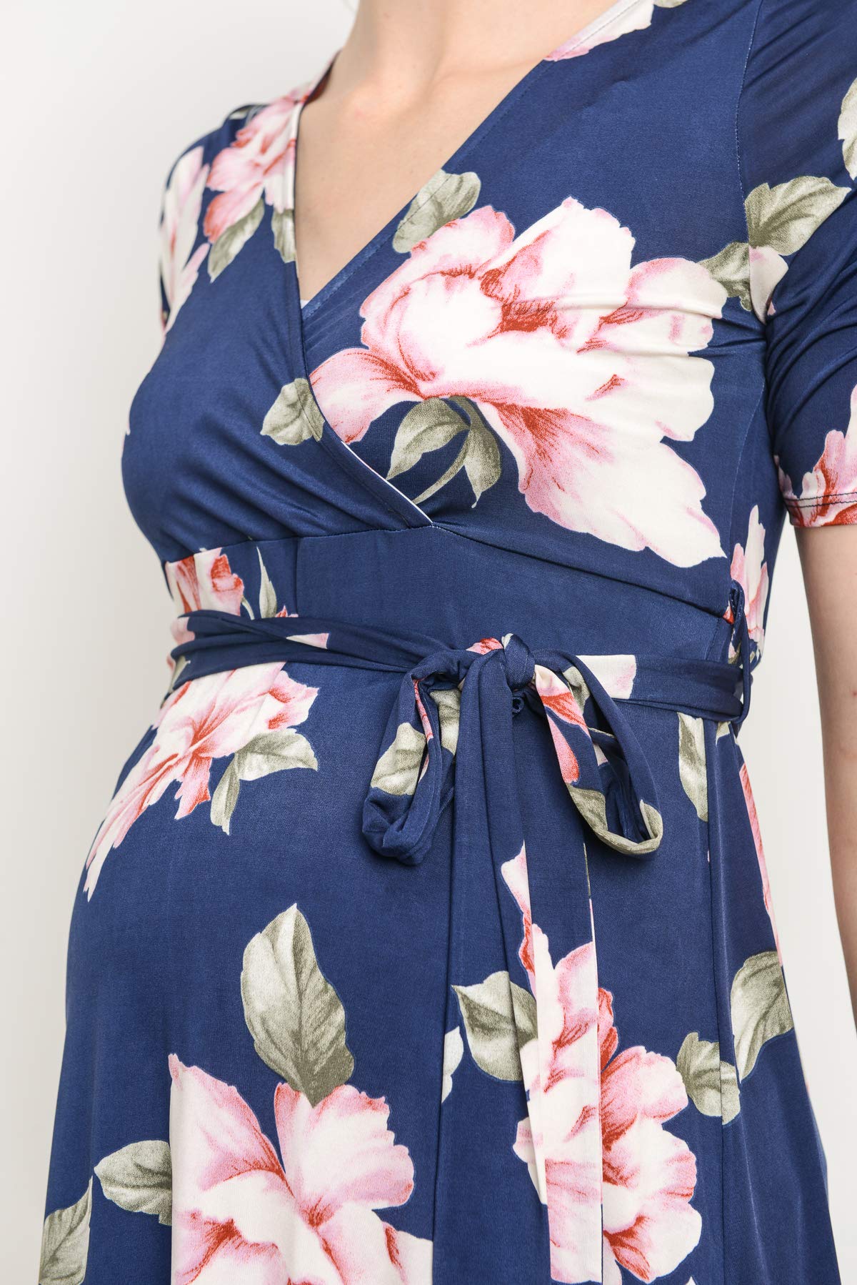Stylish Women's Maternity Wrap Dress - Adjustable Waist Belt & Flattering Midi Length | Perfect for Pregnancy, Nursing & Special Occasions