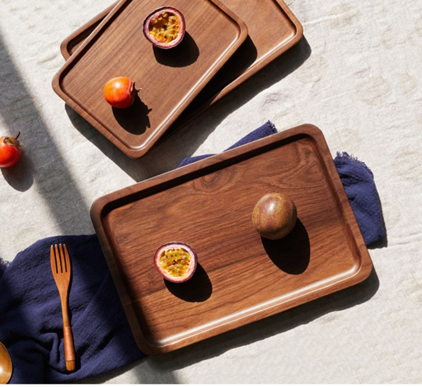 Premium Black Walnut & Beech Solid Wood Fruit Plate Tray with Natural Wax Oil Finish - Perfect for Serving Fruits, Cheese, and Appetizers at Parties and Gatherings
