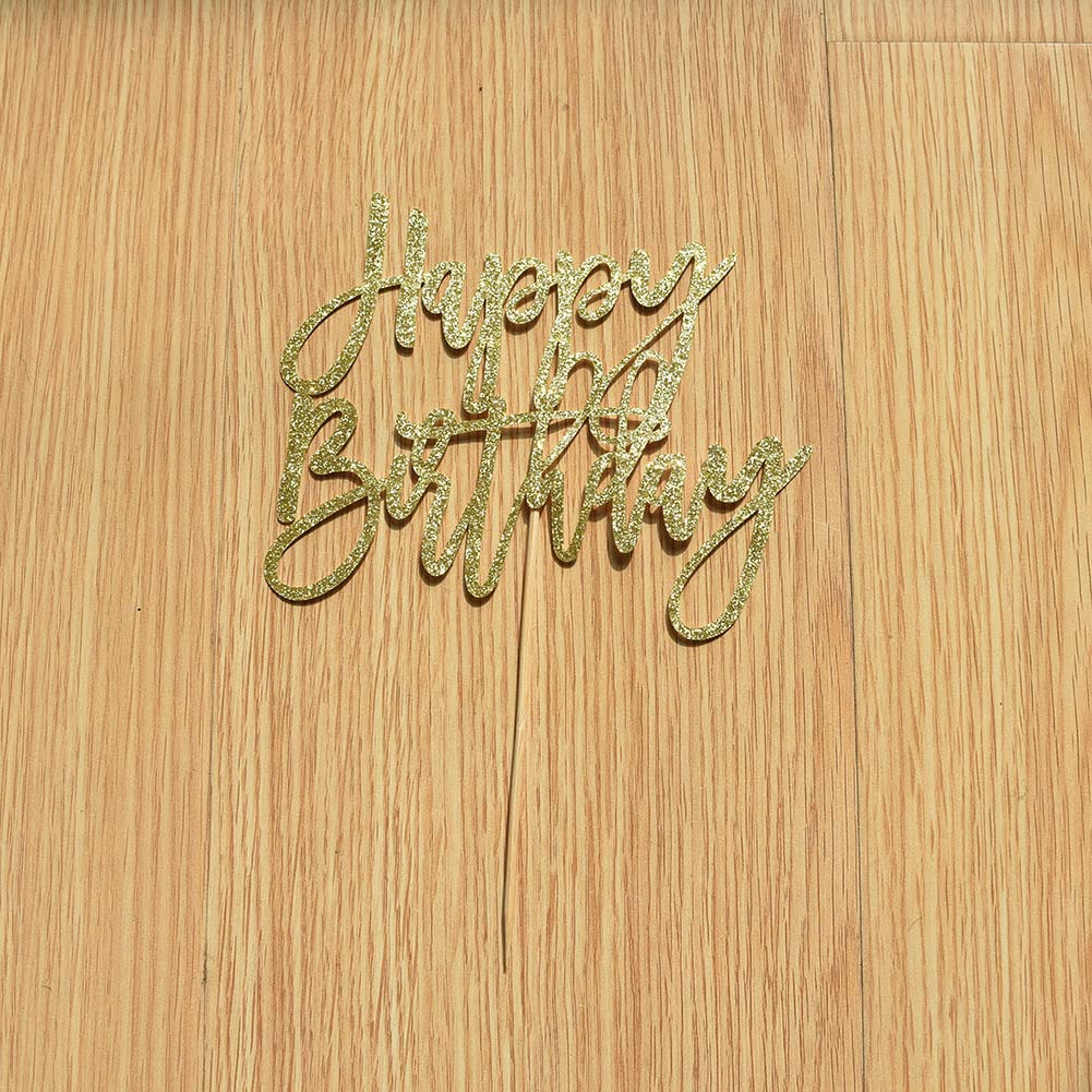 Happy Birthday Cake Topper - Gold Glitter Party Decorations for Birthday Cakes | Perfect for Birthday Parties, Baby Showers & Anniversary Celebrations
