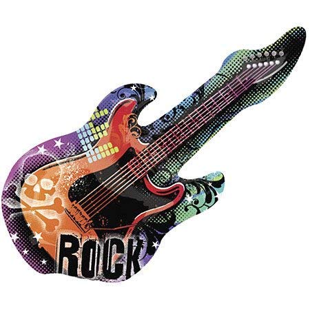 Rock Star Birthday Party Supplies - Rocker Girl Guitar Balloon Bouquet Decorations for Rock & Roll Theme Party, Concert Celebration, Music Lover Gifts & Kids Room Decor