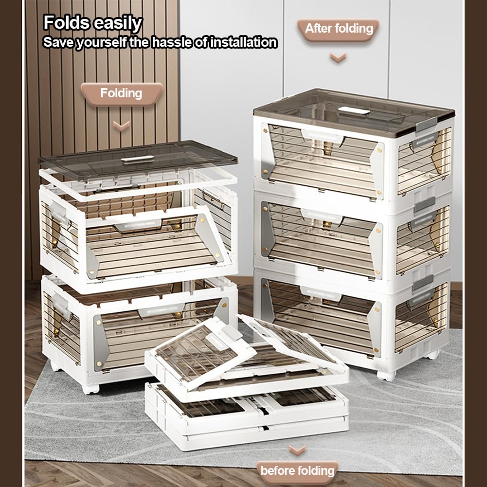 Clear Plastic Storage Box with Lid - Stackable Organizer Bins with Doors for Home & Office - Multi-Use Storage Containers for Living Room, Bedroom, Hallway | Perfect for Closet Organization, Toy Storage & Office Supplies