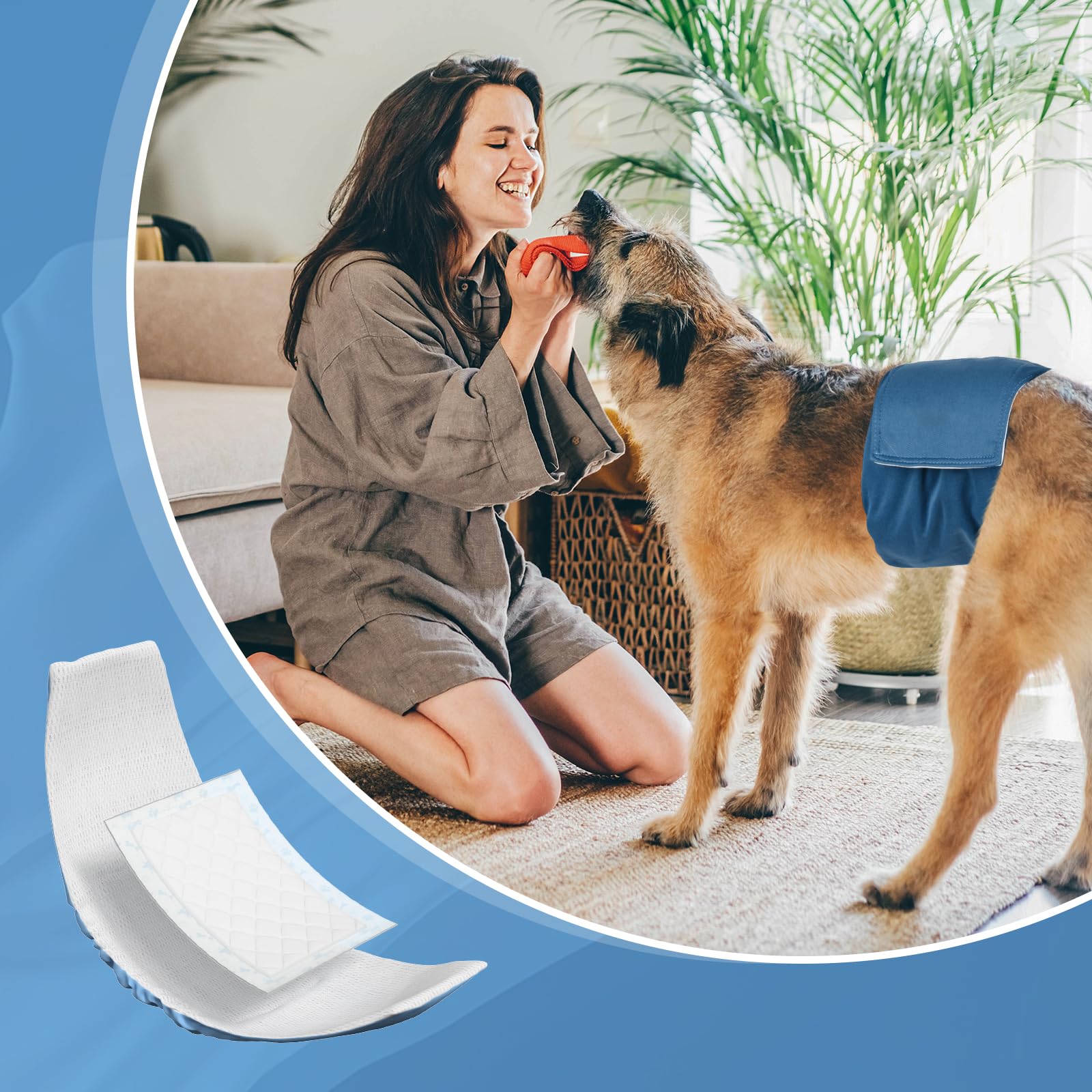 MICOOYO Disposable Dog Diaper Liners & Pads - XS 25 Count, Blue | Absorbent Male Dog Belly Band Inserts, Puppy Period & Incontinence Pads | Ideal for House Training, Travel & Senior Dogs
