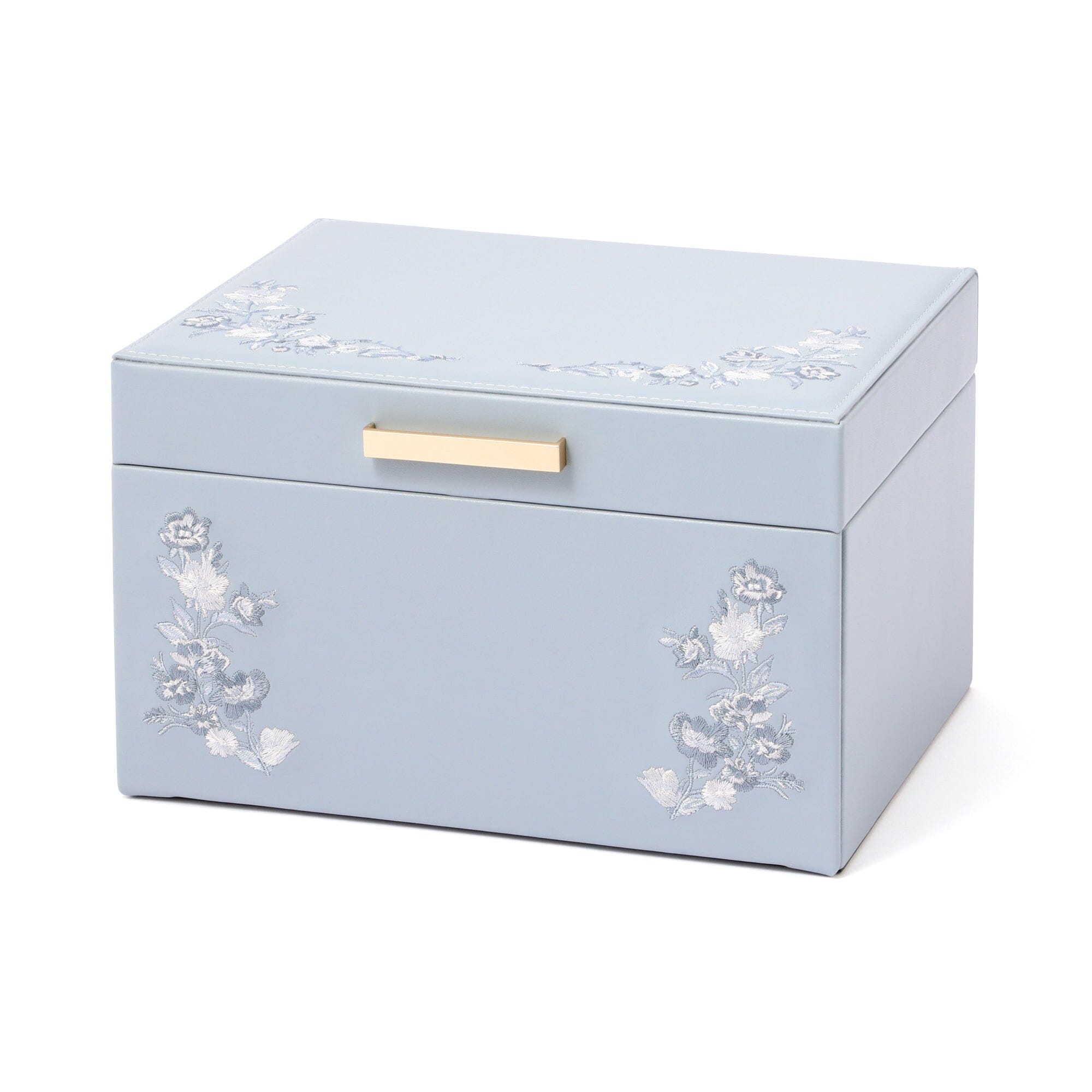 Exquisite Large Blue Embroidery Flower Jewelry Box - Perfect for Organizing Necklaces, Rings & Earrings - Elegant Home Decor & Gift Idea