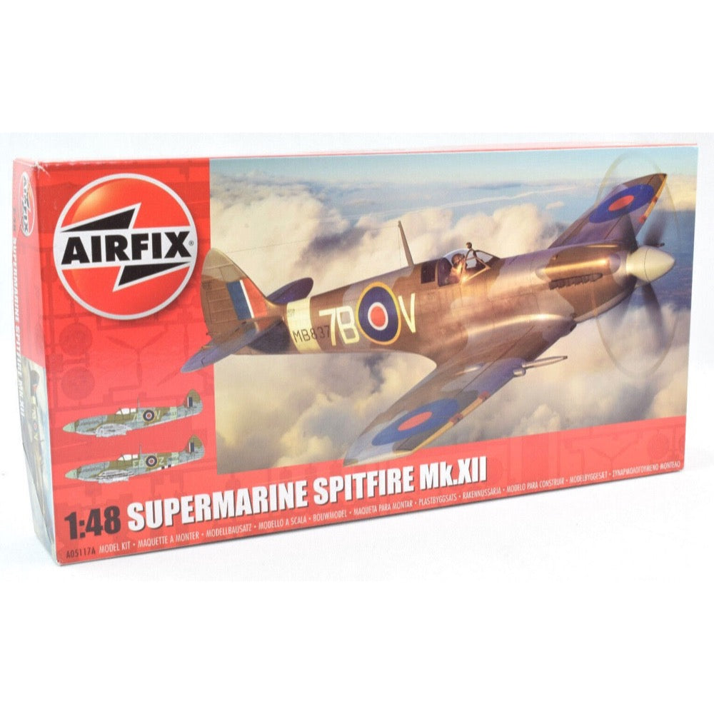Airfix A05117A 1/48 Scale Supermarine Spitfire Mk.XII Model Kit - WWII Fighter Aircraft for Collectors & Hobbyists - Perfect for Display, Gifts & Historical Dioramas