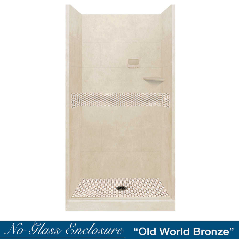 Alcove Desert Sand Sistine Stone & Honey Hex Mosaic Tile Accent - DIY Shower Remodel Kit for Bathroom Wall & Floor Backsplash | Perfect for Home Renovation & Spa Style Decor