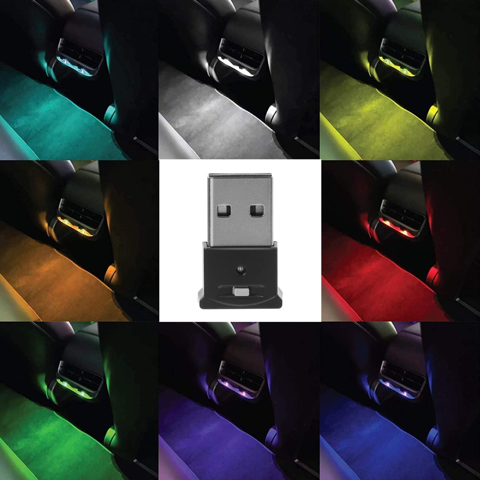 USB LED Car Interior Ambient Lighting - Decorative Atmosphere Lamp for Auto Vehicle, Night Light Bulbs - Perfect for Night Driving & Interior Decoration