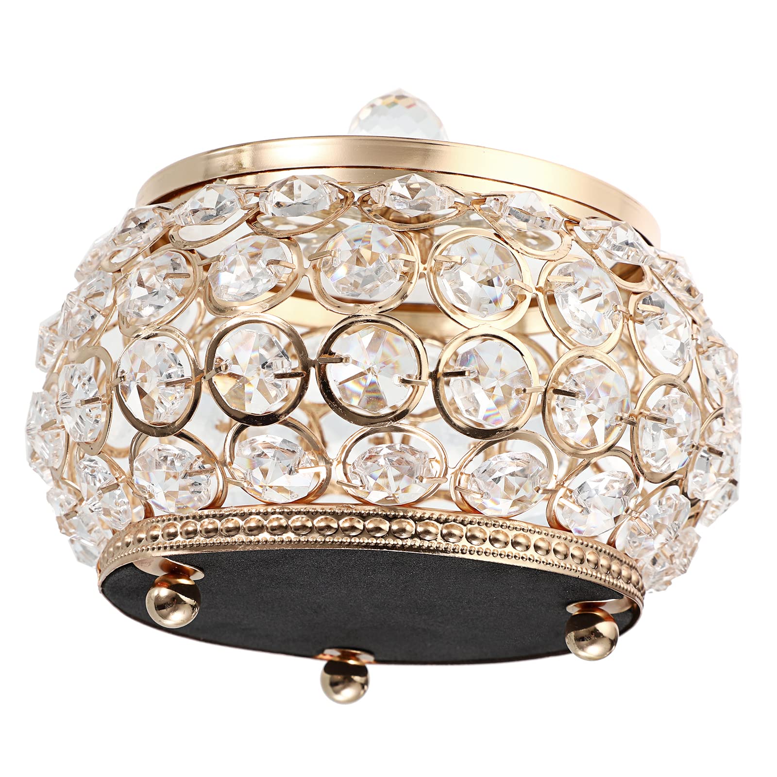 Hipiwe Crystal Jewelry Box with Glass Lid - Gold Mirrored Treasure Chest for Ring, Earrings & Necklace Storage - Elegant Decorative Keepsake Gift Box for Women & Girls - Perfect for Vanity, Dresser & Wedding Gift
