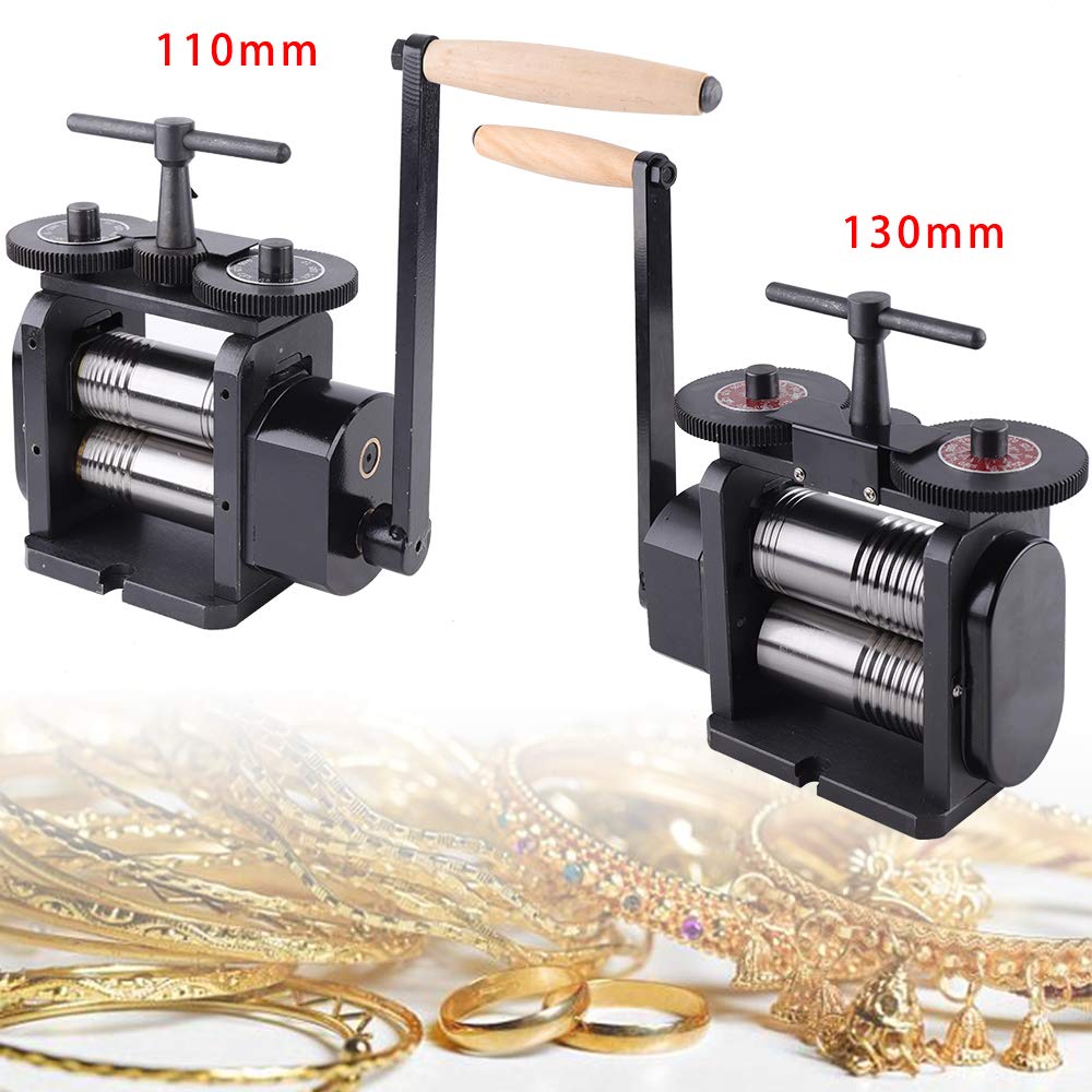 TFCFL 110mm Manual Jewelry Rolling Mill Machine - 55mm Rollers, 4mm Max Opening for Metal Sheet & Wire - Perfect for DIY Jewelry Making, Goldsmithing & Metalworking Projects
