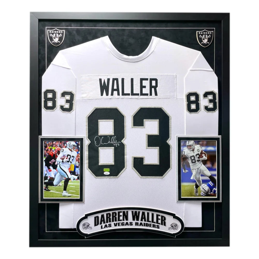 Authentic Darren Waller Autographed Las Vegas Raiders Framed White Jersey with JSA COA - Limited Edition NFL Memorabilia for Sports Fans & Collectors - Perfect for Man Cave, Game Room Decor or Gift for Raiders Fans
