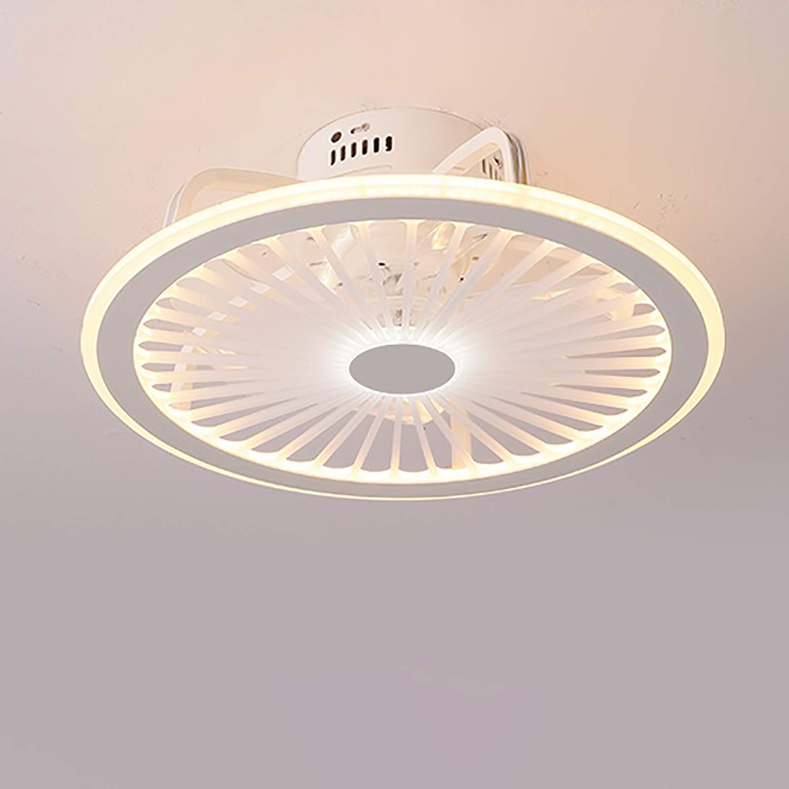 Ultra Thin 18cm Invisible Ceiling Fan with LED Light & Remote Control - 3 Speed Dimmable Quiet Fan for Living Room, Bedroom, Office | Energy Efficient Home Cooling & Stylish Lighting Solution