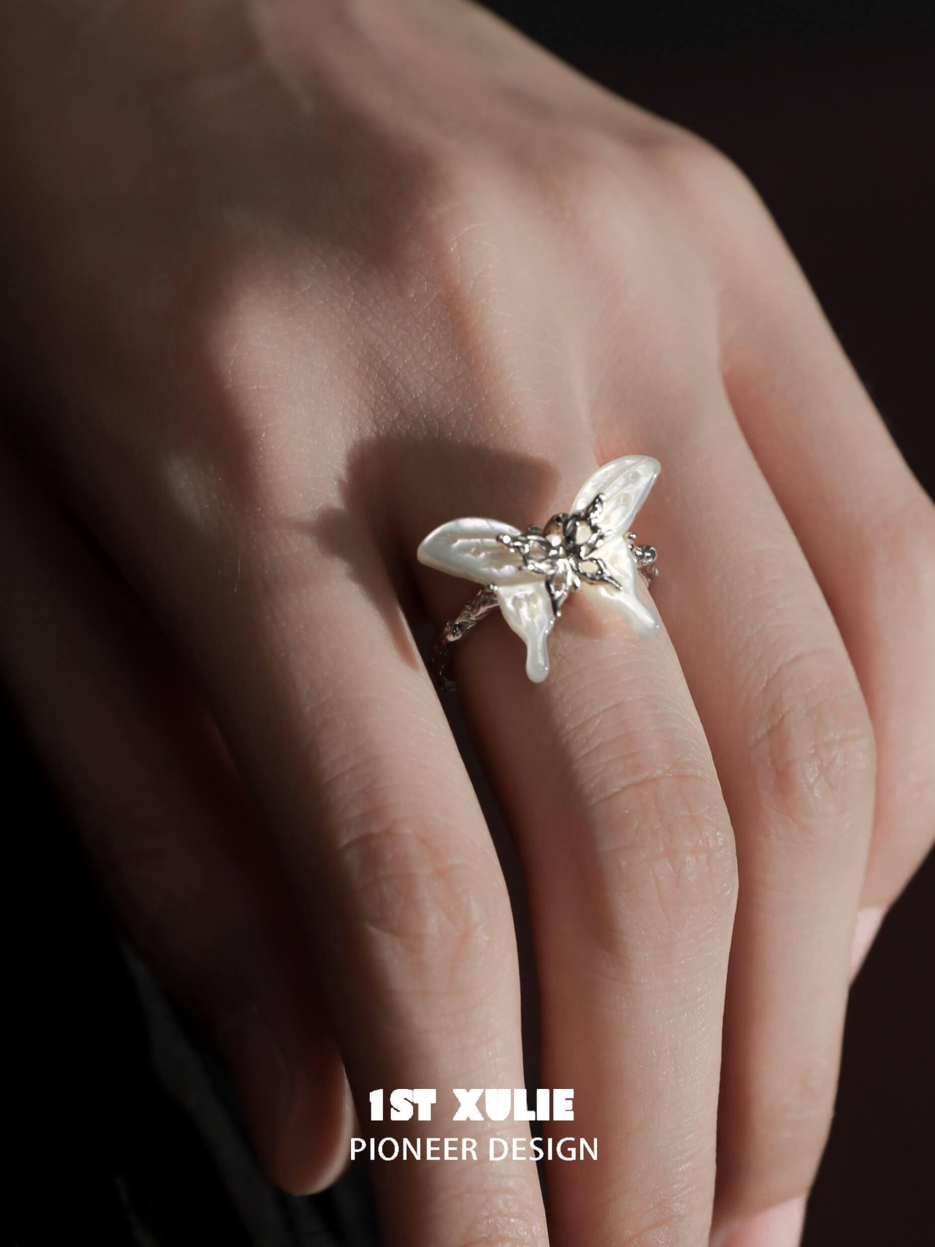 Whiterfly S925 Sterling Silver 24K Gold Plated Shell Ring for Women - Elegant Beach Jewelry Gift for Her, Perfect for Summer Vacation, Wedding & Party Accessories