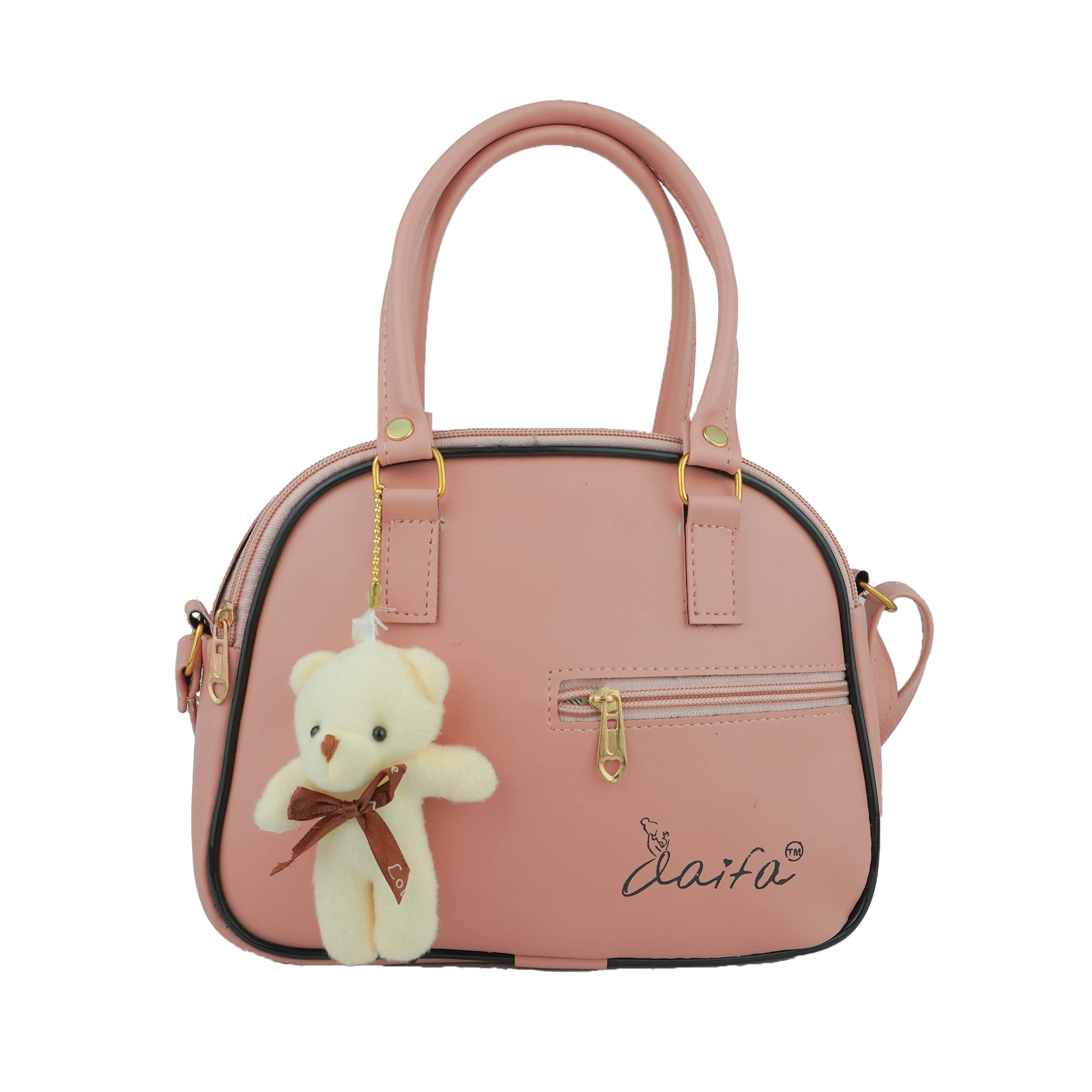 Stylish Women's PU Leather Sling Bag - Fashionable Crossbody Shoulder Purse with Teddy Keychain | Office Handbag for Ladies | Perfect for Work, Travel & Daily Use