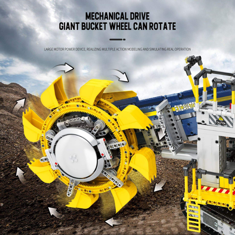 Reobrix 22017 3188PCS RC Bucket Wheel Excavator Building Blocks Set - STEM Toy for Adults & Kids, Remote Control Construction Vehicle for Mining Simulation & Engineering Education