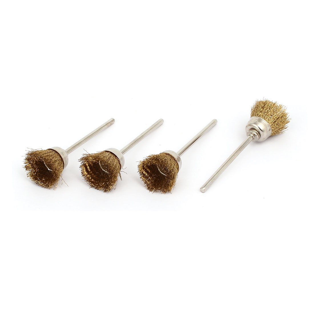 2.3mm Shank 14mmx10mm Cup Bowl Shape Crimped Wire Flap Wheels - 4pcs Abrasive Buffing & Polishing Discs for Metal, Wood & Jewelry Cleaning & Finishing
