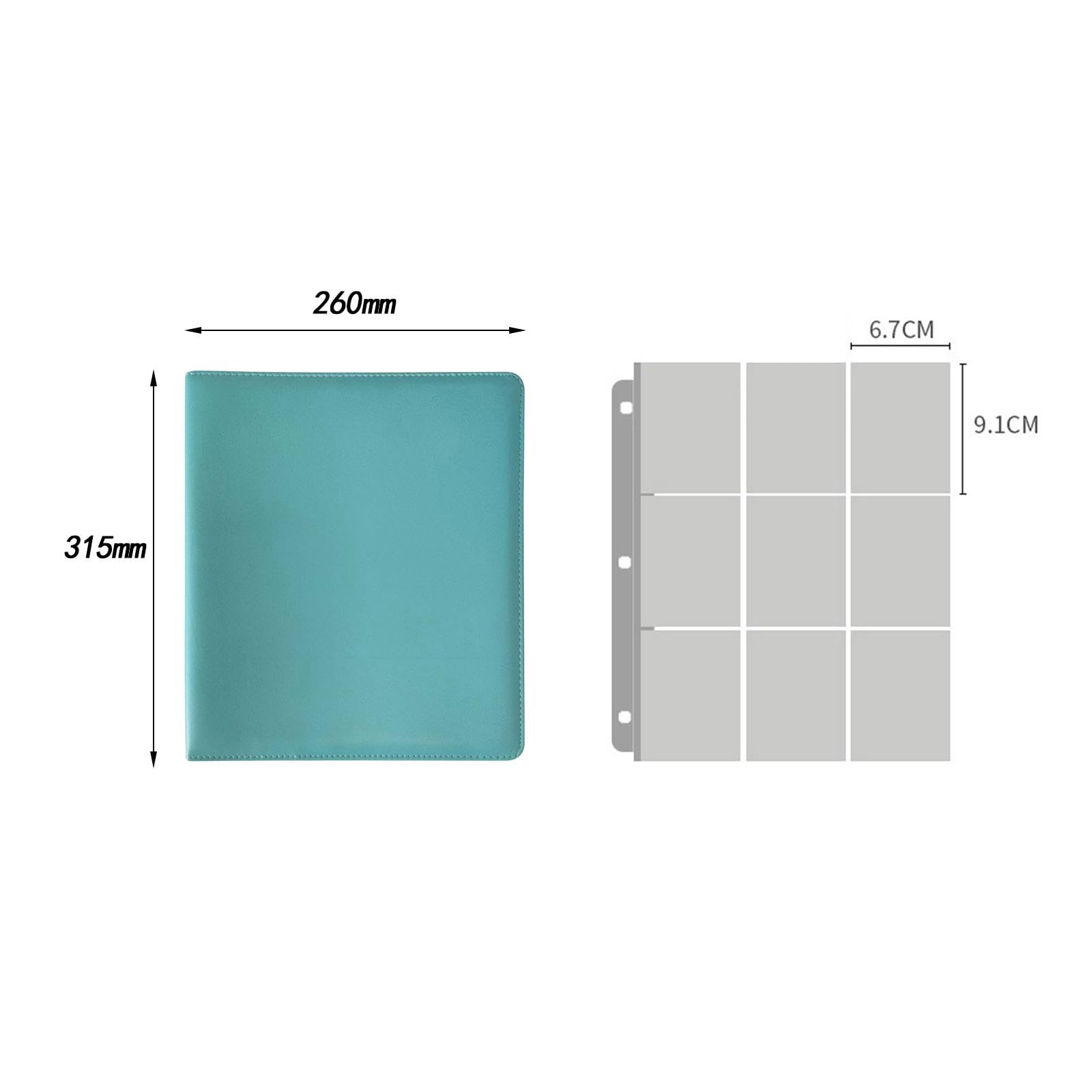 Tachiuwa A4 Photocard Holder Binder - 9 Pocket Card Pages with 3 Rings, Perfect for Collecting Baseball, Football & Business Cards (Light Blue) - Ideal for Trading Card Games, Sports Memorabilia & Office Organization