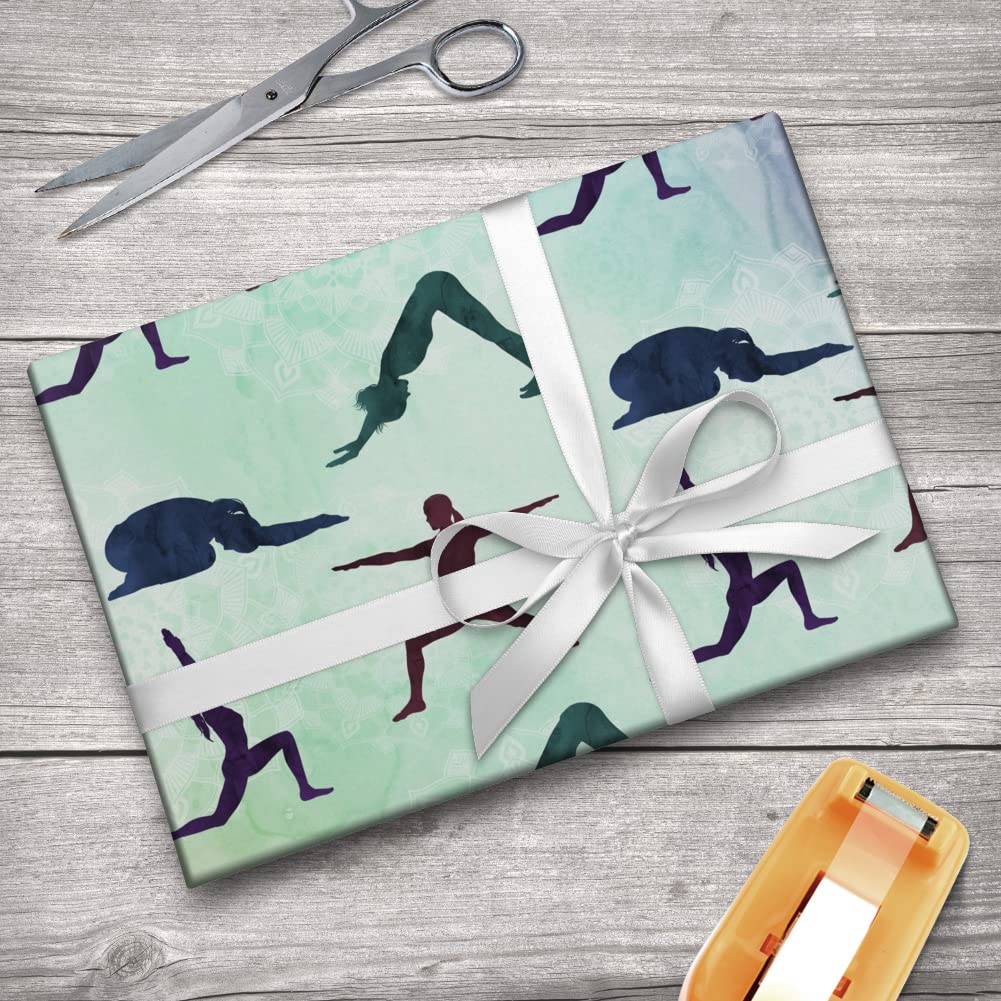 GRAPHICS & MORE Yoga Poses Gift Wrap Paper Rolls - Premium Wrapping Paper for Yoga Lovers, Birthday Gifts, Party Favors & Special Occasions