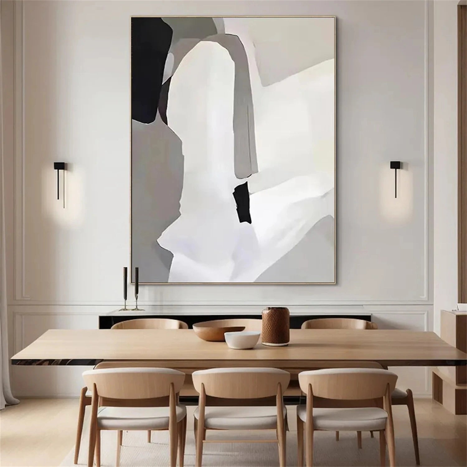 Abstract Tranquility Art Painting - Modern Canvas Wall Decor for Living Room, Bedroom & Office - Serene Blue & White Contemporary Artwork #WS233