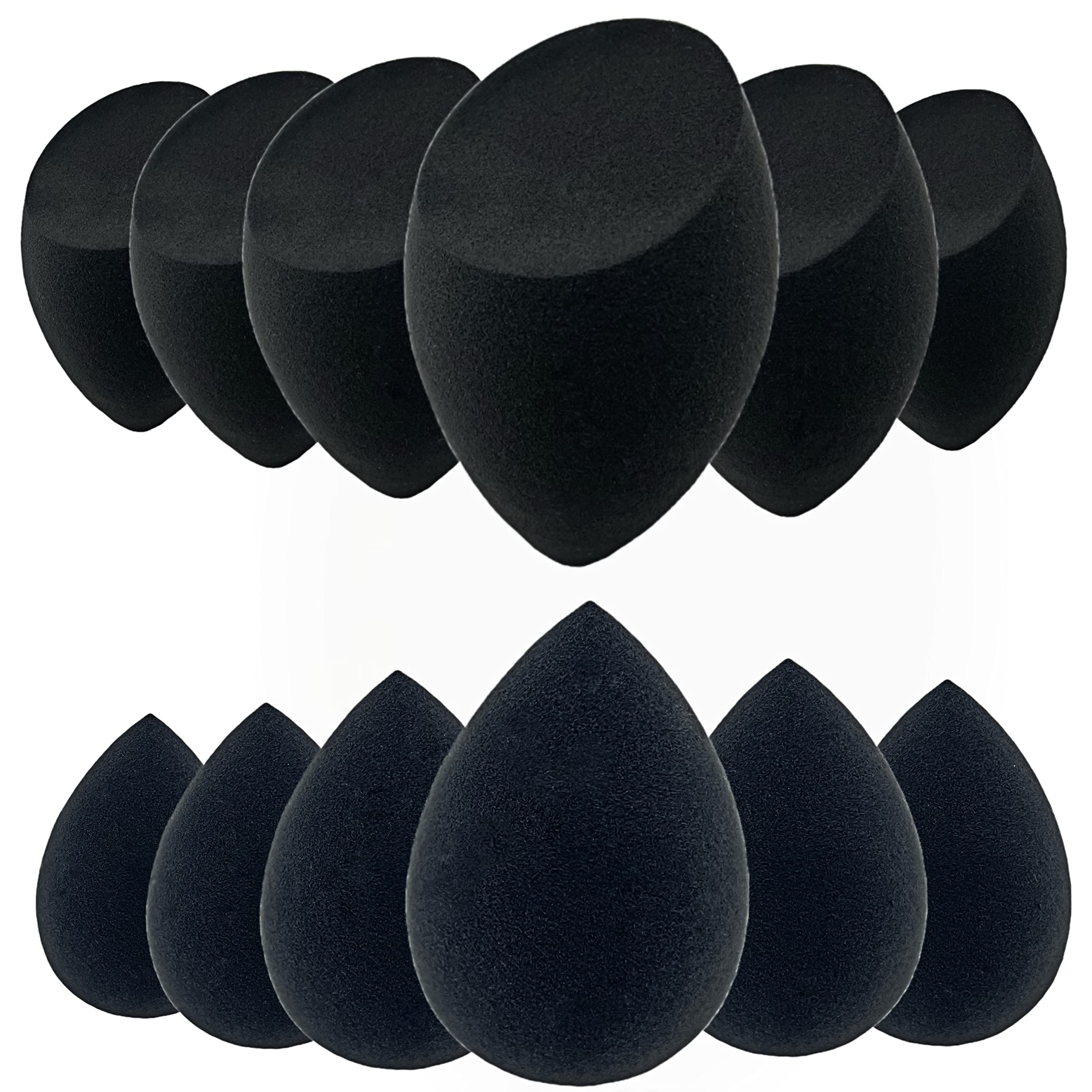 12 Pcs Beauty Blender Makeup Sponge Set with Holder - Flawless Liquid, Cream & Powder Foundation Blender - Multi-Colored Cosmetic Sponges for Professional & Everyday Makeup Application (Black)