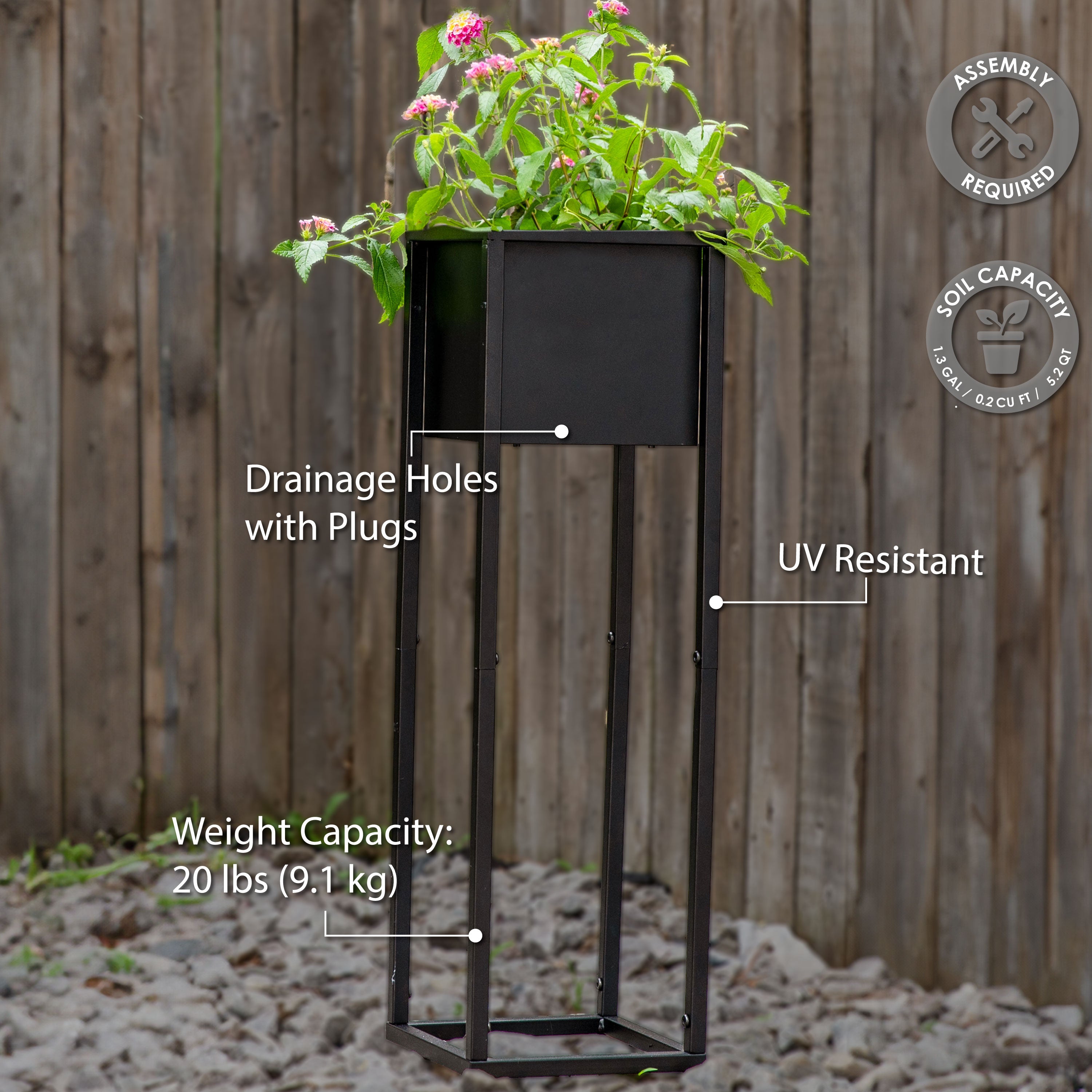 Modern Metal Planter Boxes with Legs - Set of 2, Indoor/Outdoor Garden Planters for Patio, Balcony & Home Decor - Rust-Resistant & Durable Design