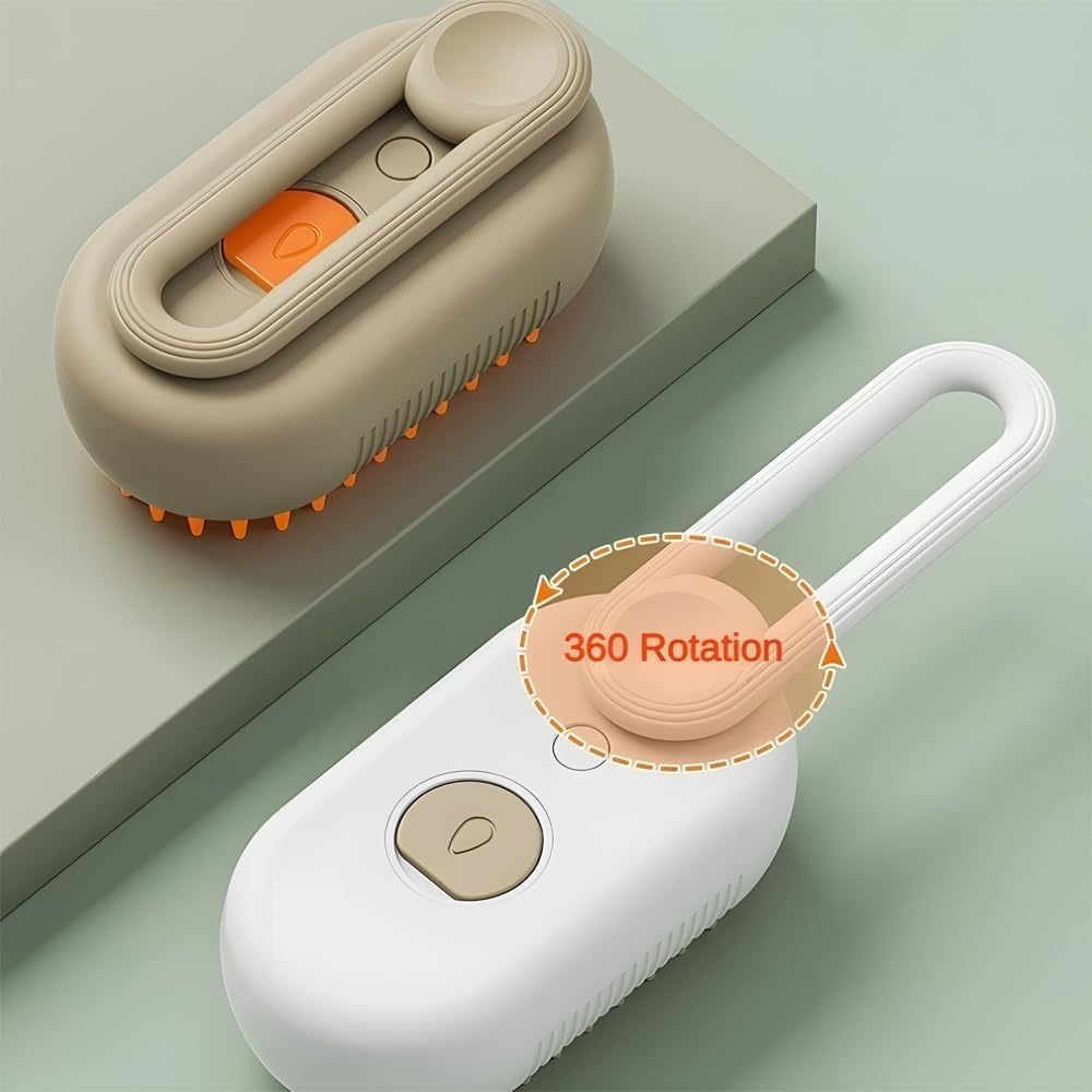 Chevaroo 3-in-1 Self-Cleaning Steam Pet Brush for Dogs & Cats - Silicone Bristle Head with 360° Rotation for Effective Shedding Control & Grooming (Grey, 2-Pack) | Perfect for Home Pet Care & Professional Grooming Sessions