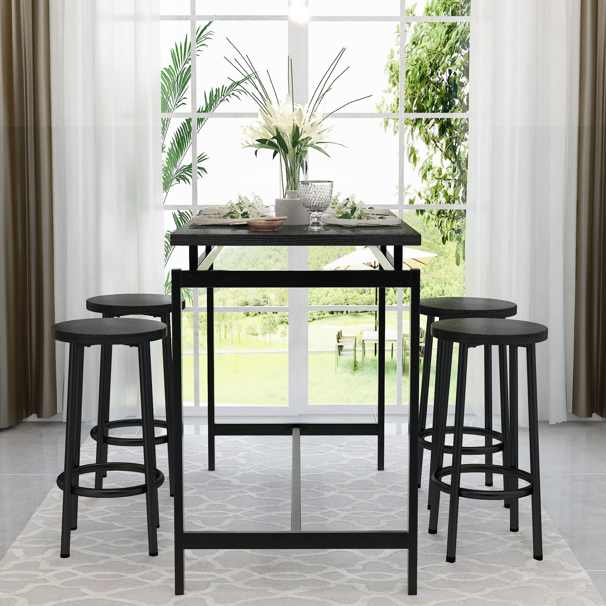 AWQM 5-Piece Bar Table Set with 4 Stools - 47.24