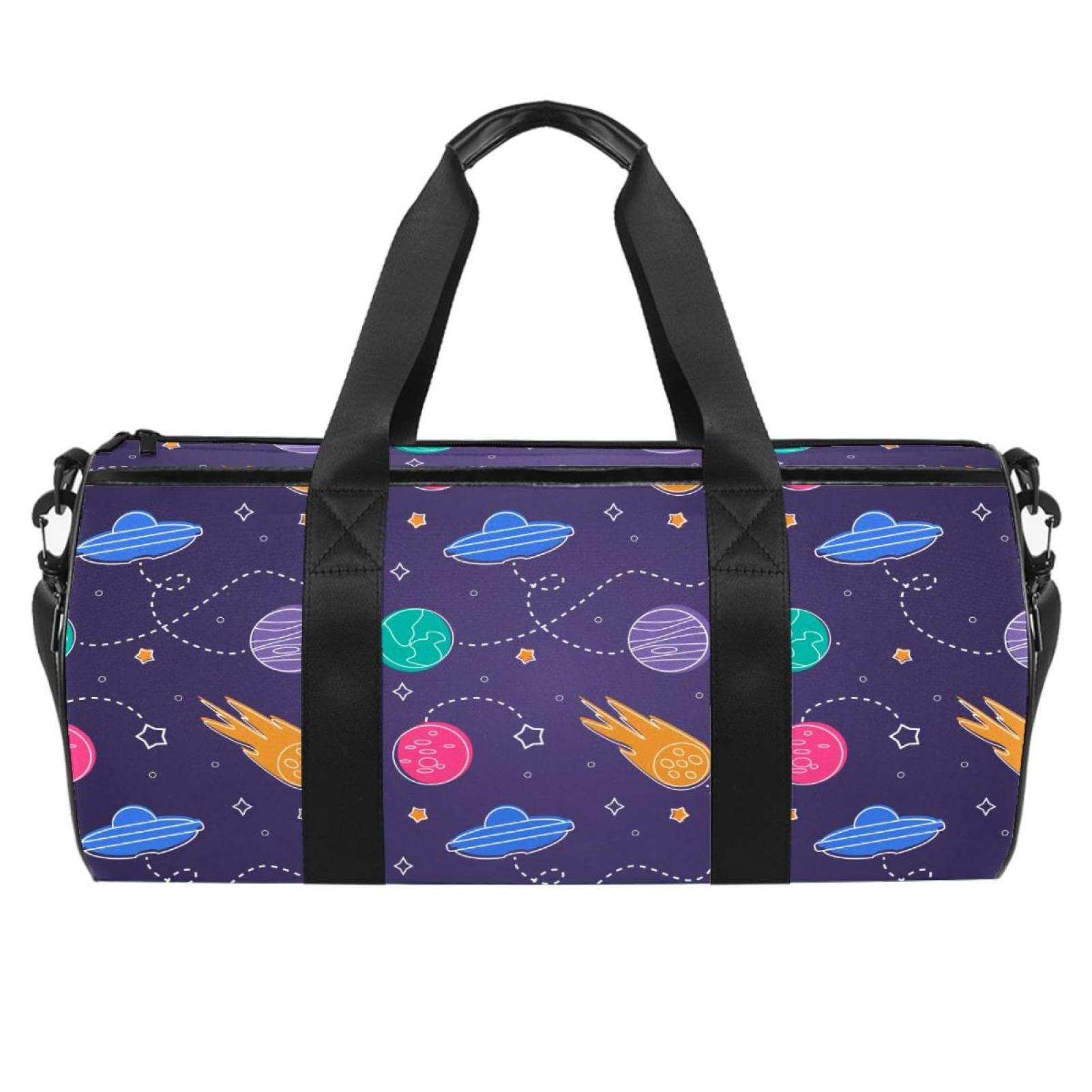 **Stylish Unisex Cartoon UFO Planets Print Duffel Bag - Gym, Sports, Travel & Weekend Overnight Tote for Women, Men & Kids - Perfect for Gym, School, Beach Trips & Outdoor Adventures**