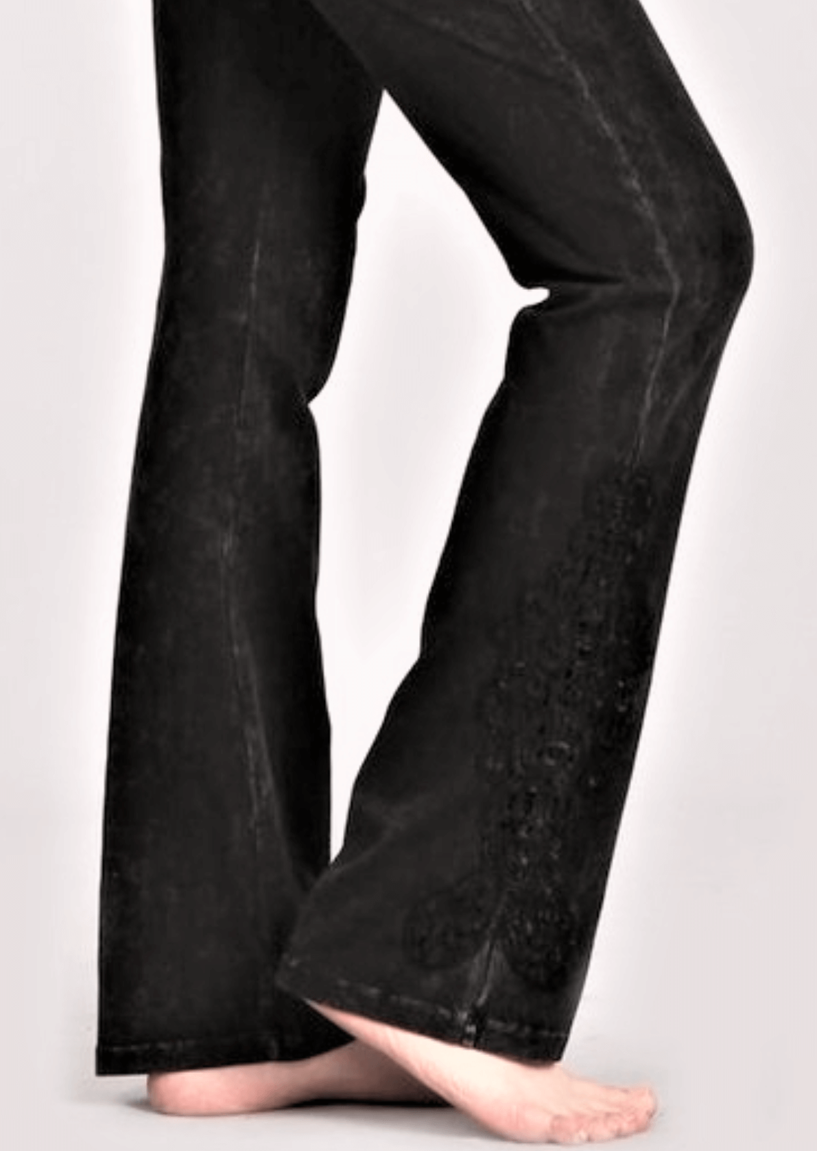 Mineral Washed Bootcut Jeggings with Crochet Detail | Made in USA | Perfect for Casual Wear, Date Nights & Boho Fashion