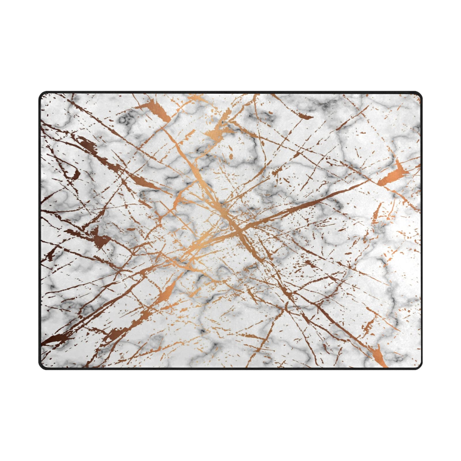 5x7 Ft Large Non-Slip Area Rug - Marble Texture with Golden Splatter Design, Soft Carpet for Living Room, Bedroom, Playroom | Perfect for Kids, Toddlers & Home Decor (Indoor Use)