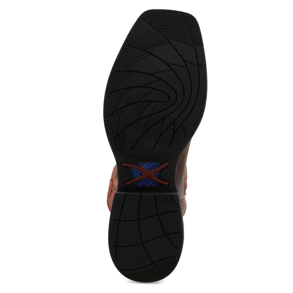 Twisted X Men's Orange/Brown Tech Boots - Durable Work Boots for Construction, Hiking & Outdoor Activities