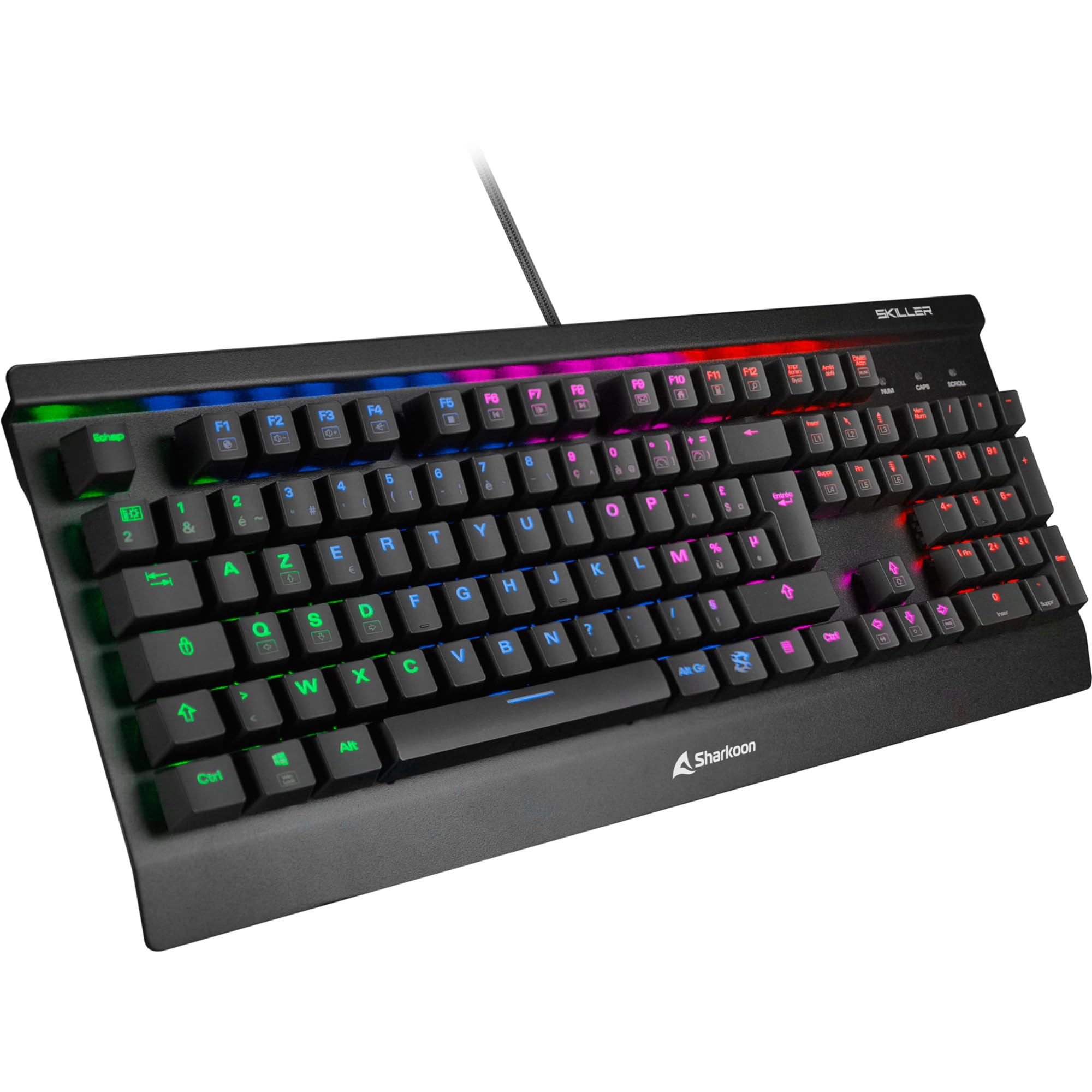Sharkoon Skiller MECH SGK3 Mechanical Gaming Keyboard - RGB Backlit, Blue Switches, AZERTY Layout (French Software) - Perfect for PC Gaming, Typing & Office Work