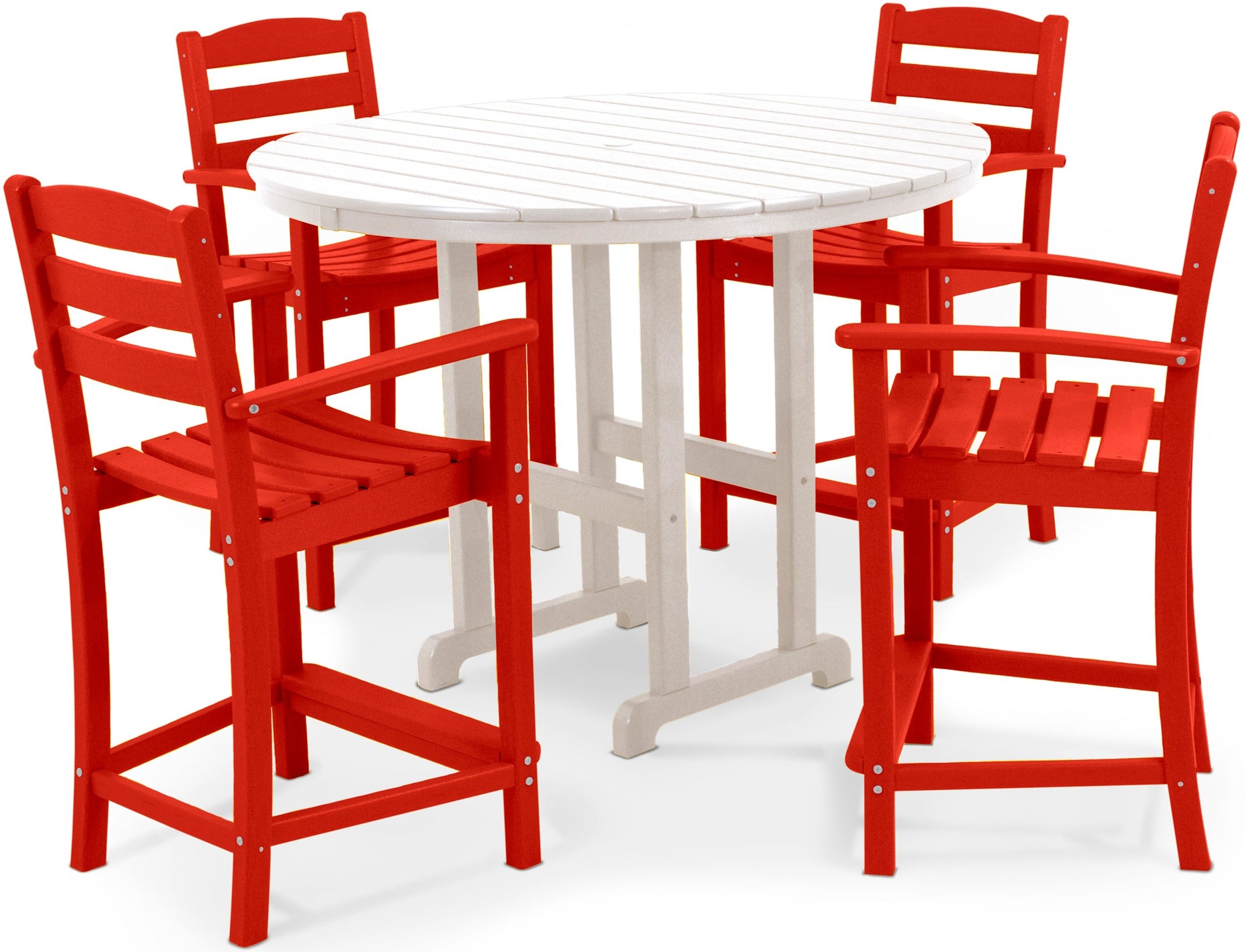 POLYWOOD La Casa Cafe 5-Piece Outdoor Counter Height Dining Set - Patio, Deck, Poolside Bistro Table and Chairs for Backyard, Garden, Restaurant