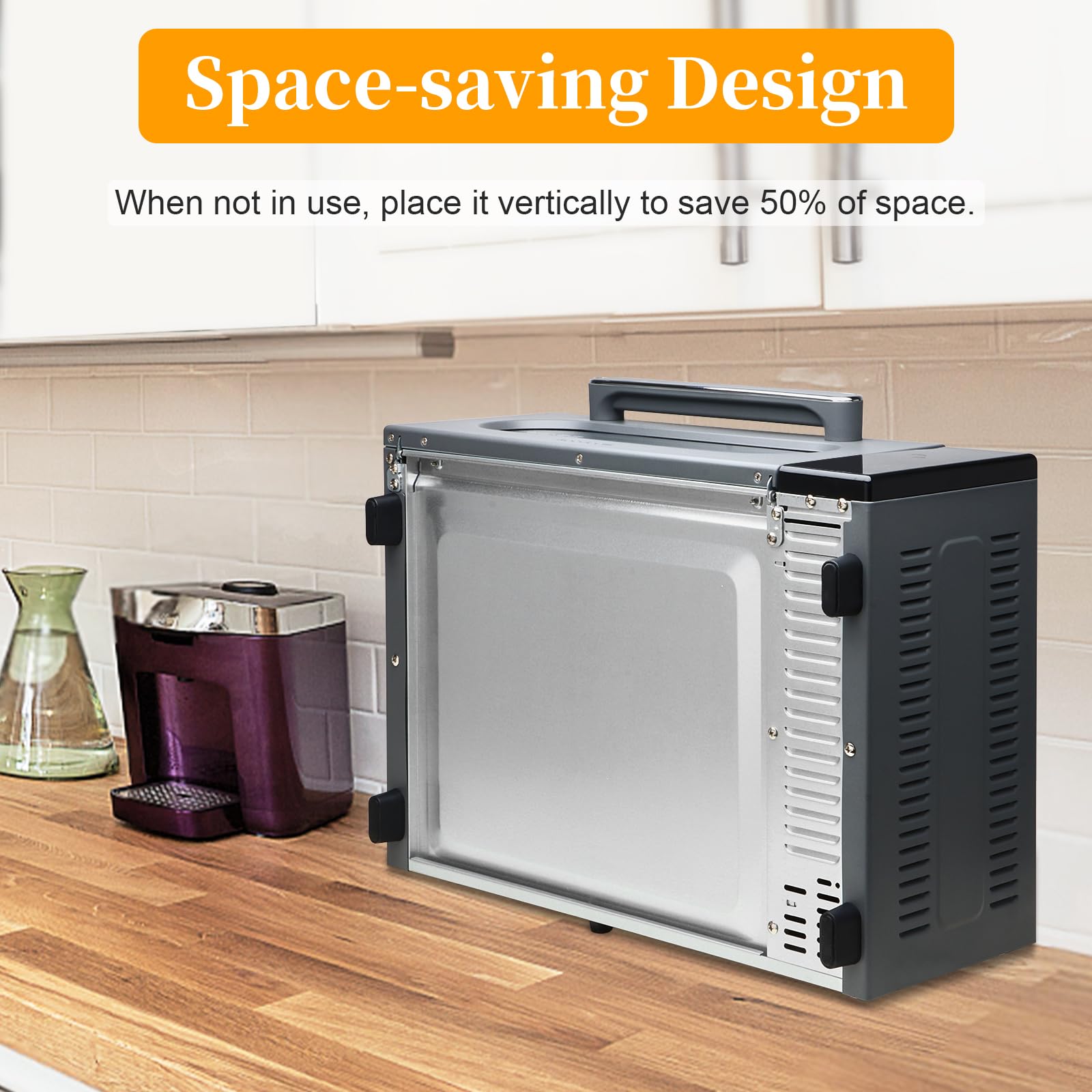 SEEDEEM 10-in-1 Air Fryer Toaster Oven with Convection - 15L Capacity, LCD Touch Screen Display, 1800W Countertop Oven for Baking, Roasting, Dehydrating - Includes 4 Accessories (Ash Gray) - Perfect for Small Kitchens, Dorms & RV Cooking
