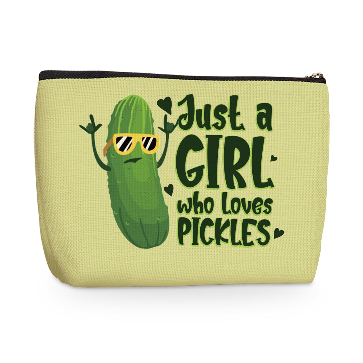 Funny Pickle Makeup Bag - Cute Cosmetic Travel Organizer for Women & Girls | Perfect Gift for Pickle Lovers, Best Friend, Sister, Mom & Chef | Christmas Birthday Present | Great for Skincare Storage & Travel Accessories